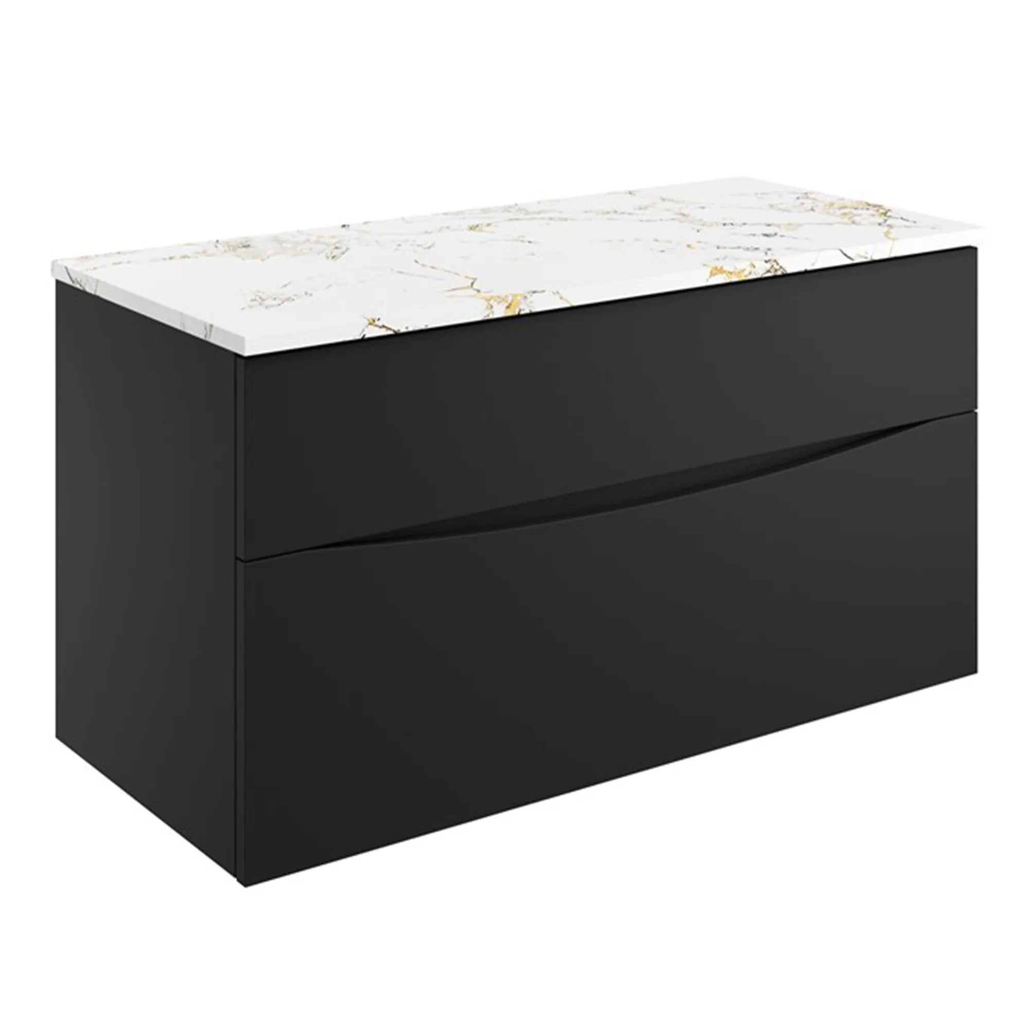 Crosswater Glide II 2-Drawer Wall Hung Vanity Unit With Gold Vein Estatuario Worktop