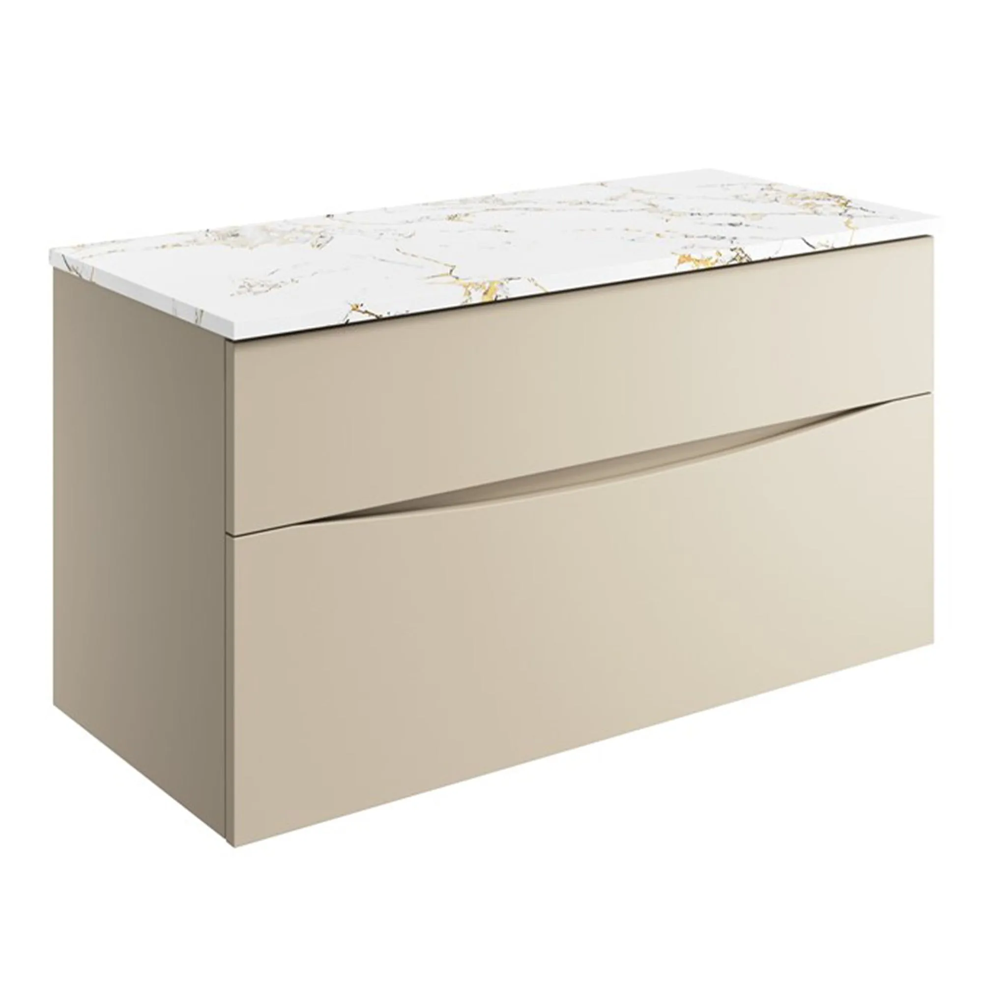 Crosswater Glide II 2-Drawer Wall Hung Vanity Unit With Gold Vein Estatuario Worktop