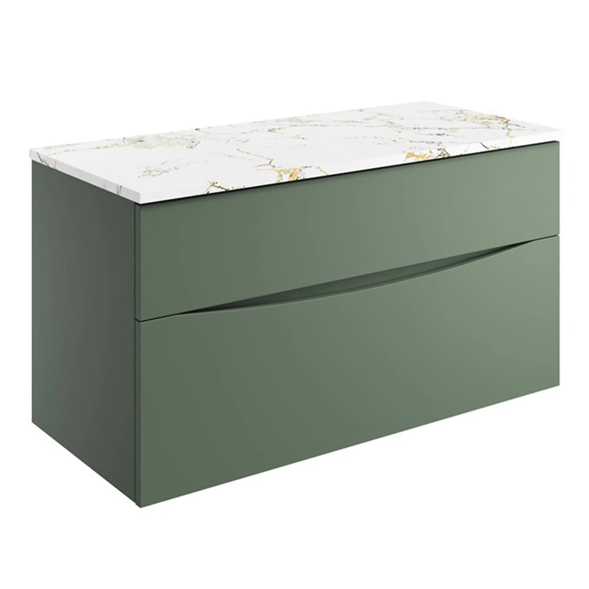 Crosswater Glide II 2-Drawer Wall Hung Vanity Unit With Gold Vein Estatuario Worktop