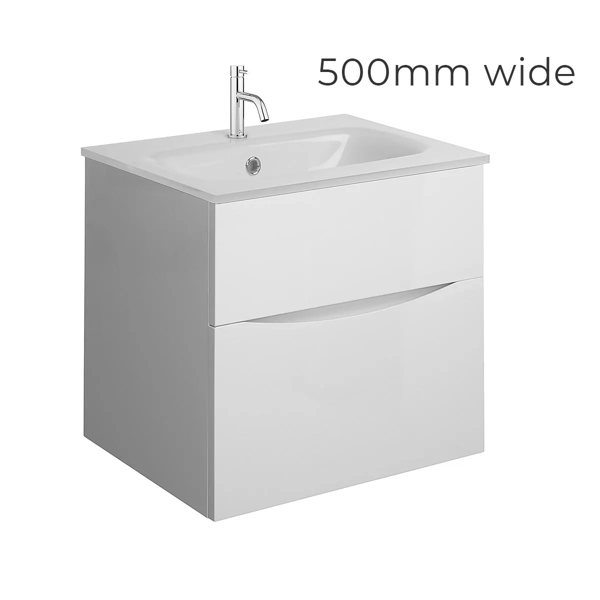 Crosswater Glide II 2-Drawer Wall Hung Vanity Unit With Ice White Glass Basin
