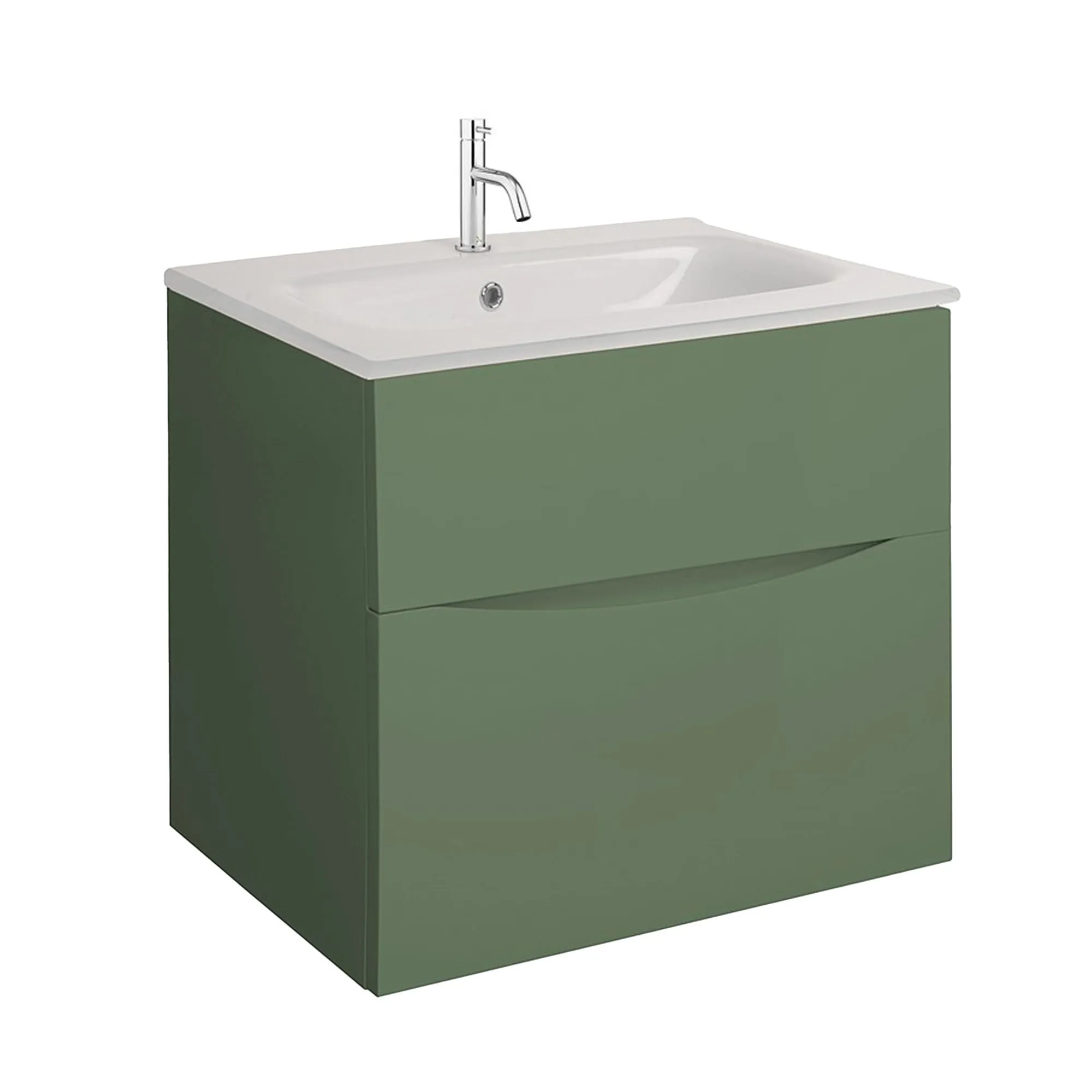 Crosswater Glide II 2-Drawer Wall Hung Vanity Unit With Ice White Glass Basin