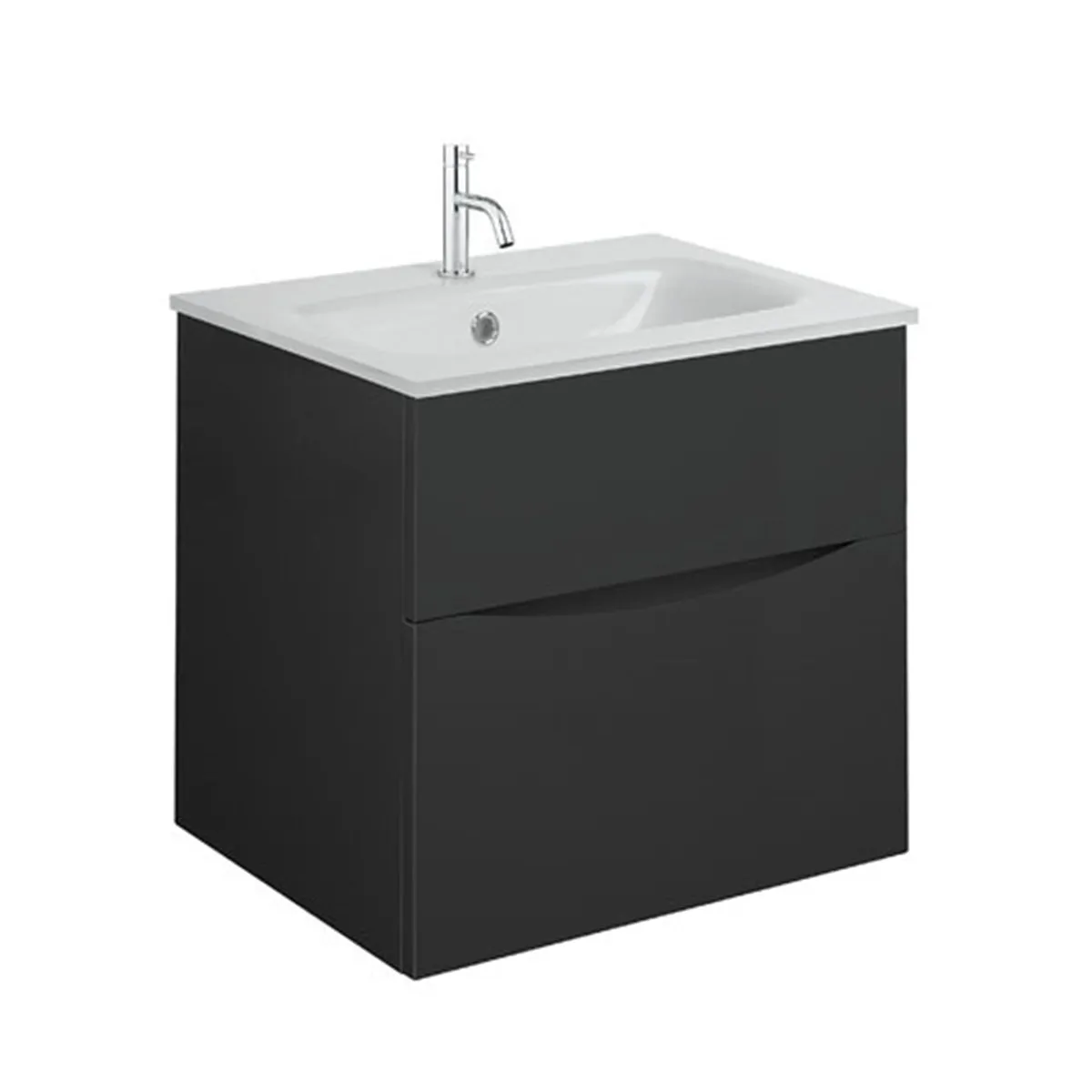 Crosswater Glide II 2-Drawer Wall Hung Vanity Unit With Ice White Glass Basin
