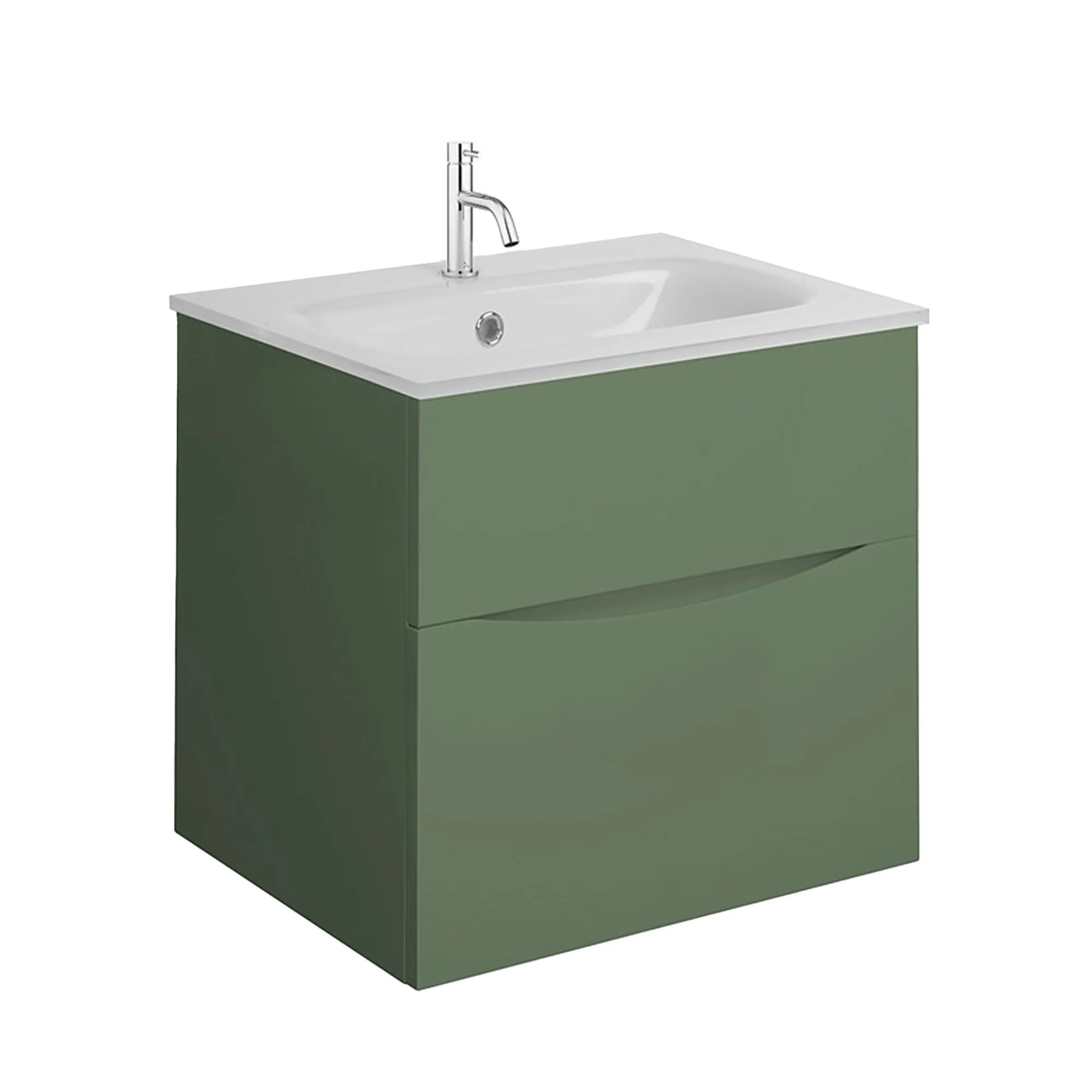Crosswater Glide II 2-Drawer Wall Hung Vanity Unit With Ice White Glass Basin