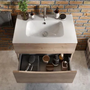 Crosswater Glide II 2-Drawer Wall Hung Vanity Unit With Ice White Glass Basin