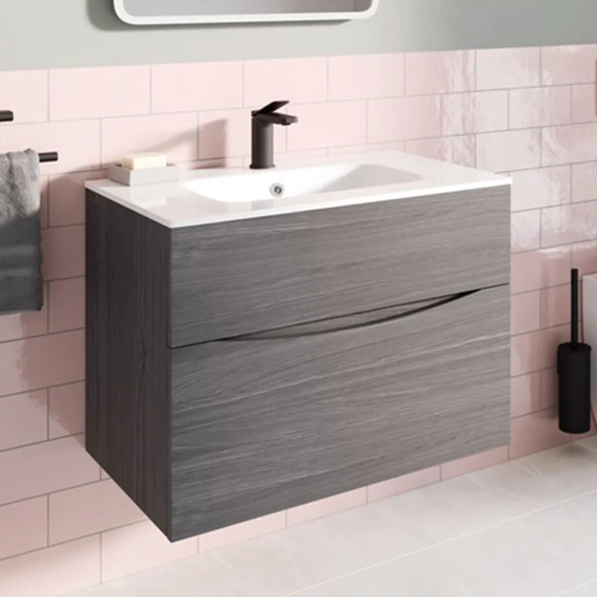 Crosswater Glide II 2-Drawer Wall Hung Vanity Unit With Ice White Glass Basin