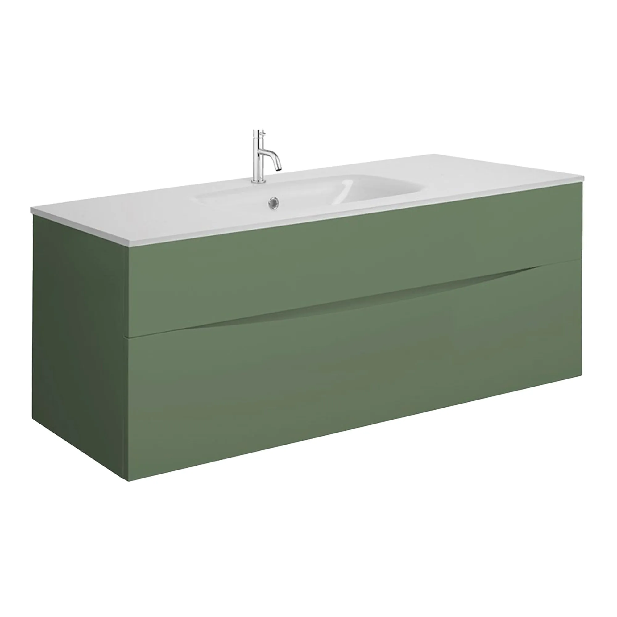 Crosswater Glide II 2-Drawer Wall Hung Vanity Unit With Ice White Glass Basin