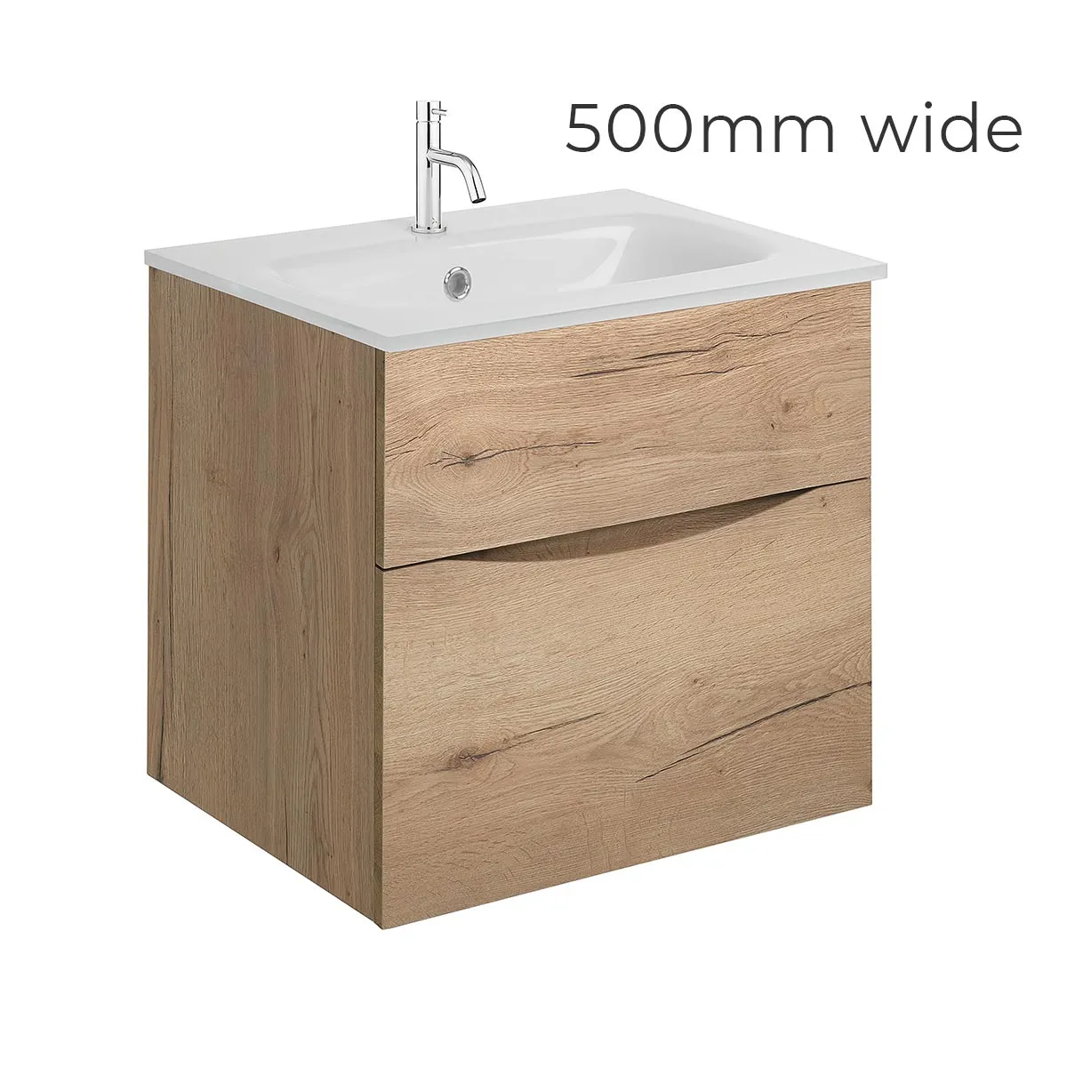 Crosswater Glide II 2-Drawer Wall Hung Vanity Unit With Ice White Glass Basin