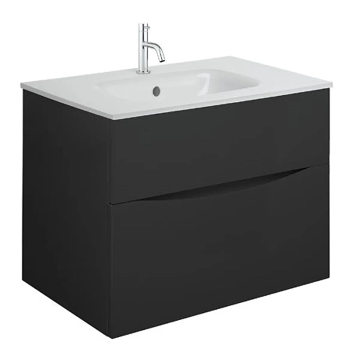 Crosswater Glide II 2-Drawer Wall Hung Vanity Unit With Ice White Glass Basin