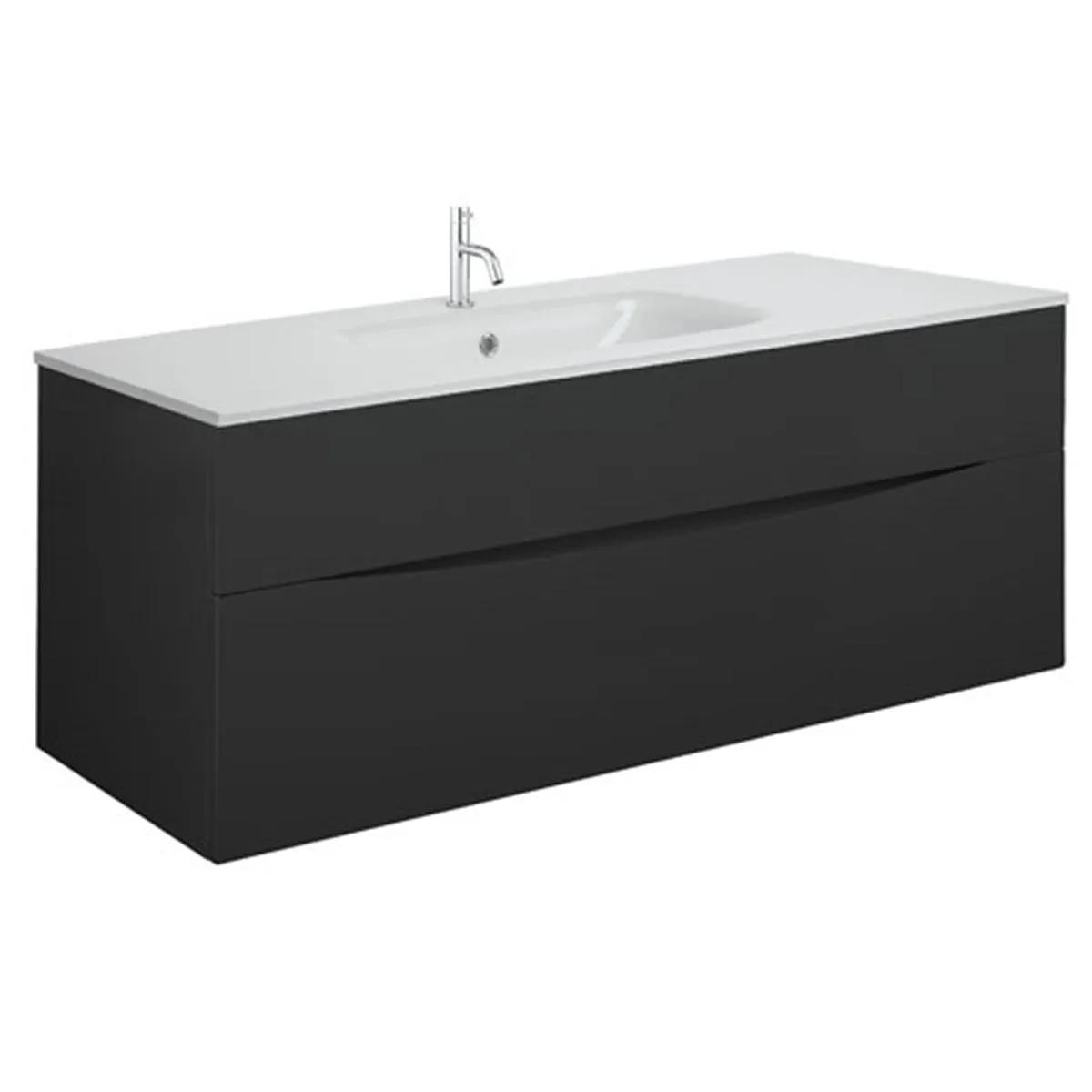 Crosswater Glide II 2-Drawer Wall Hung Vanity Unit With Ice White Glass Basin