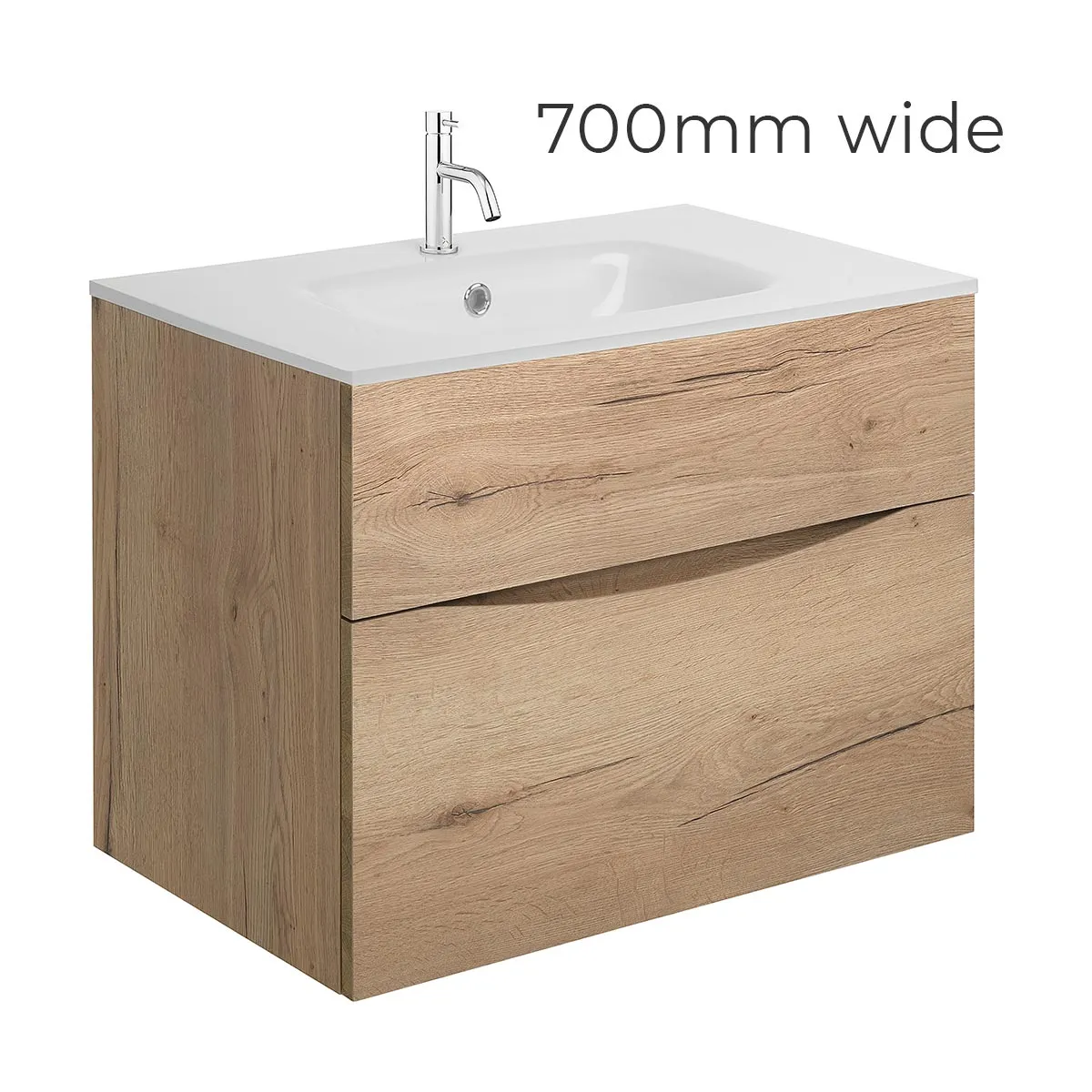 Crosswater Glide II 2-Drawer Wall Hung Vanity Unit With Ice White Glass Basin