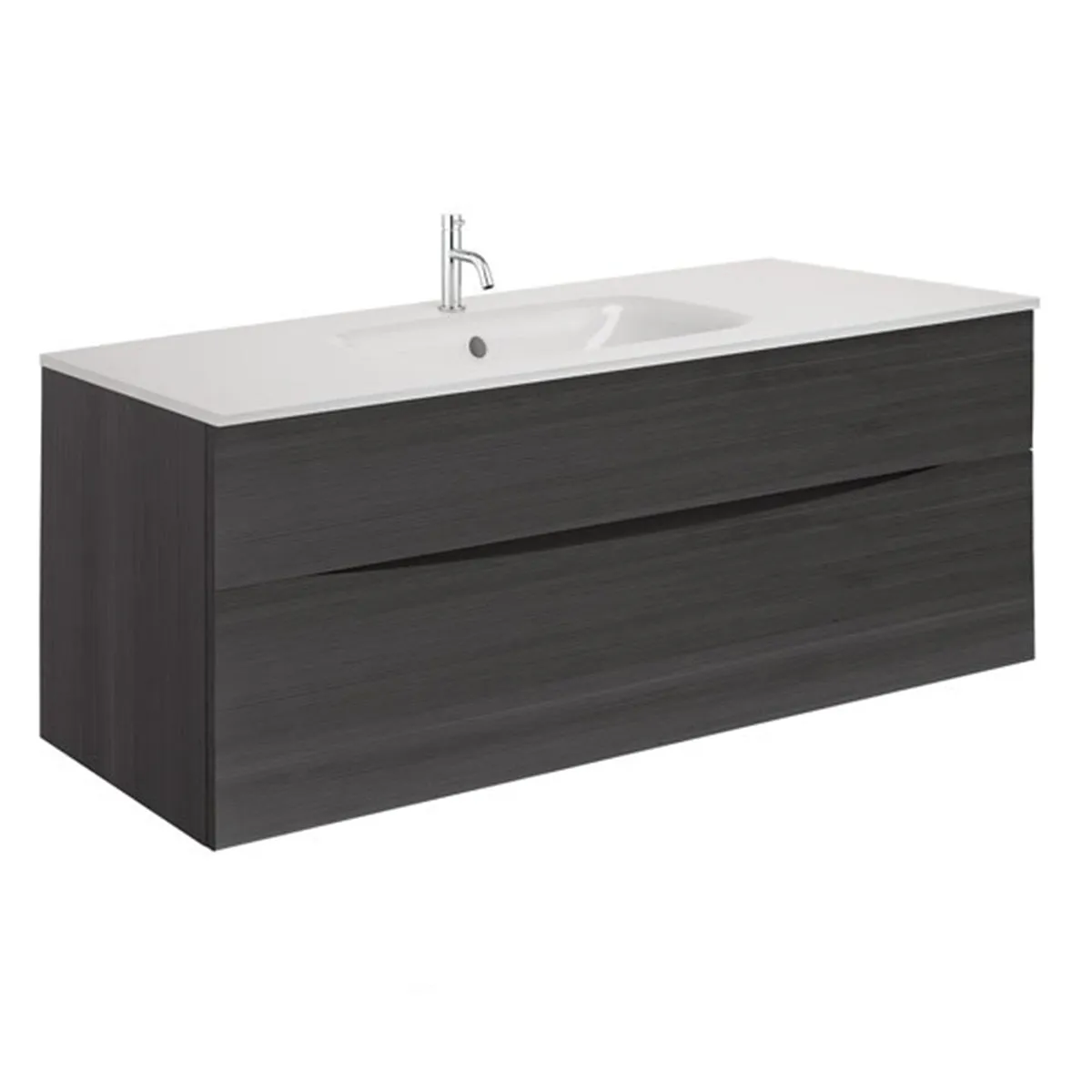 Crosswater Glide II 2-Drawer Wall Hung Vanity Unit With Ice White Glass Basin