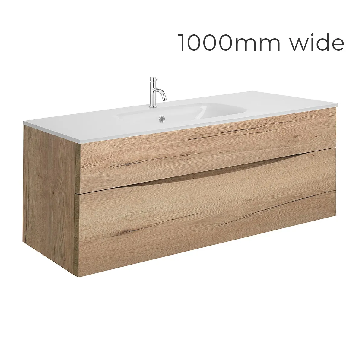 Crosswater Glide II 2-Drawer Wall Hung Vanity Unit With Ice White Glass Basin