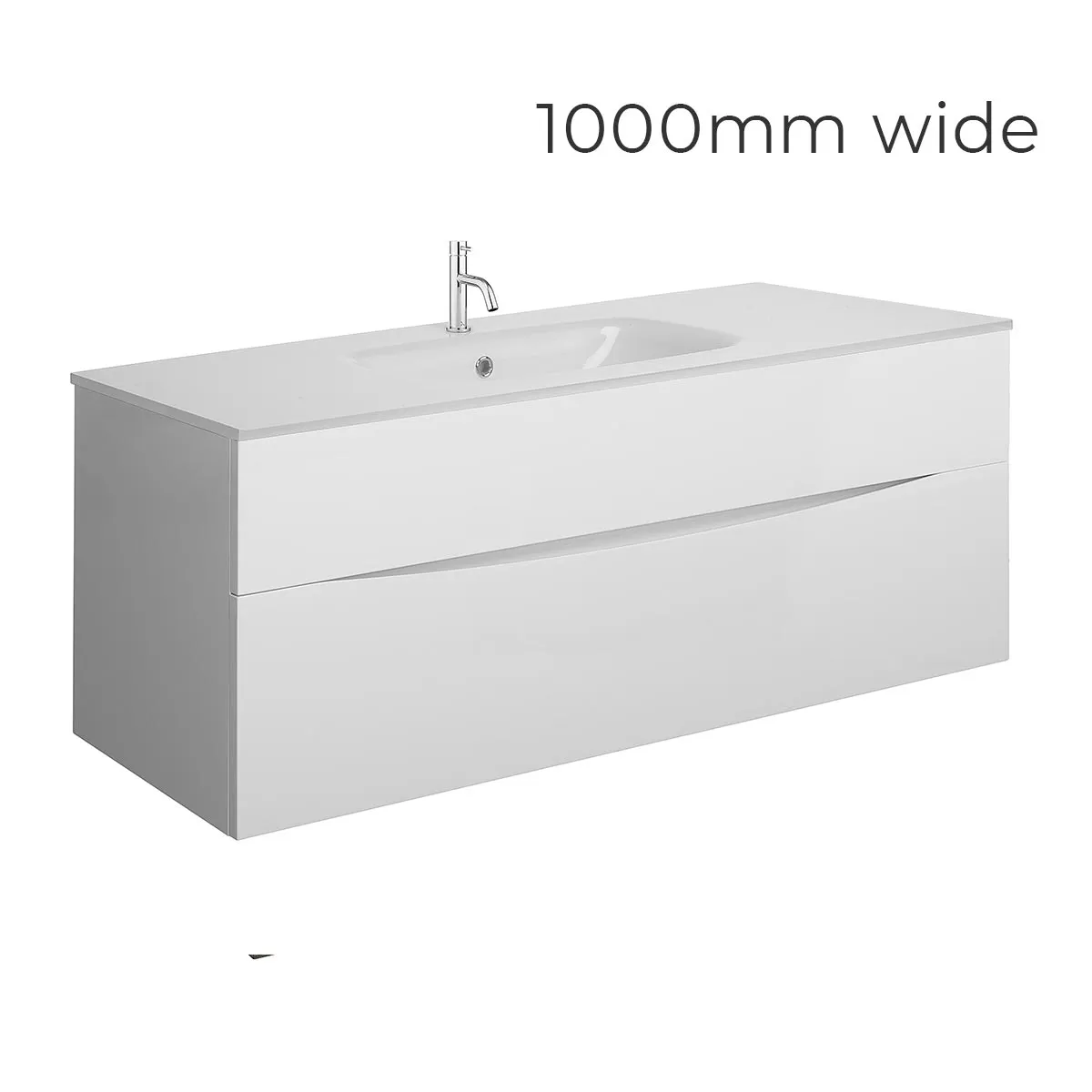 Crosswater Glide II 2-Drawer Wall Hung Vanity Unit With Ice White Glass Basin