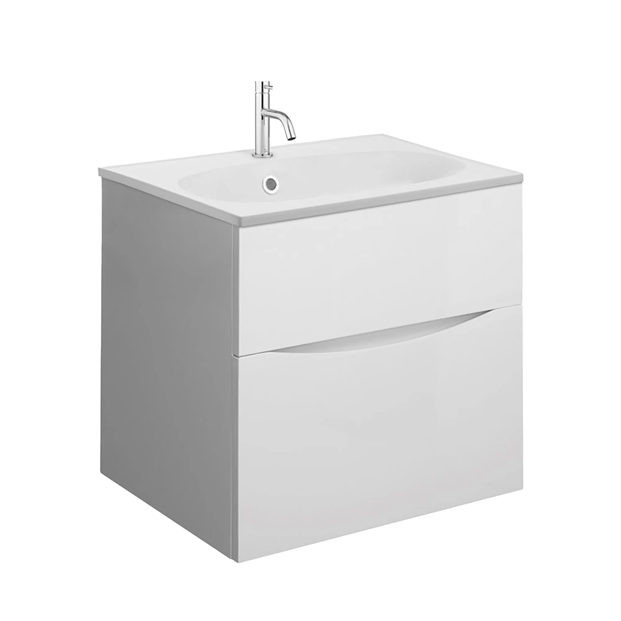 Crosswater Glide II 2-Drawer Wall Hung Vanity Unit With Matt White Basin