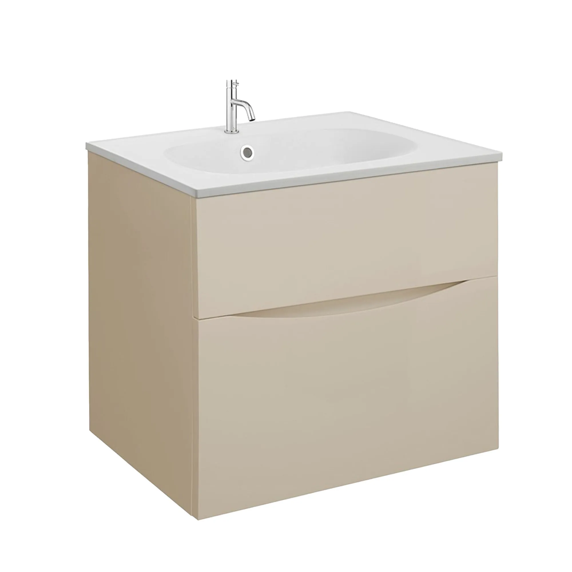 Crosswater Glide II 2-Drawer Wall Hung Vanity Unit With Matt White Basin