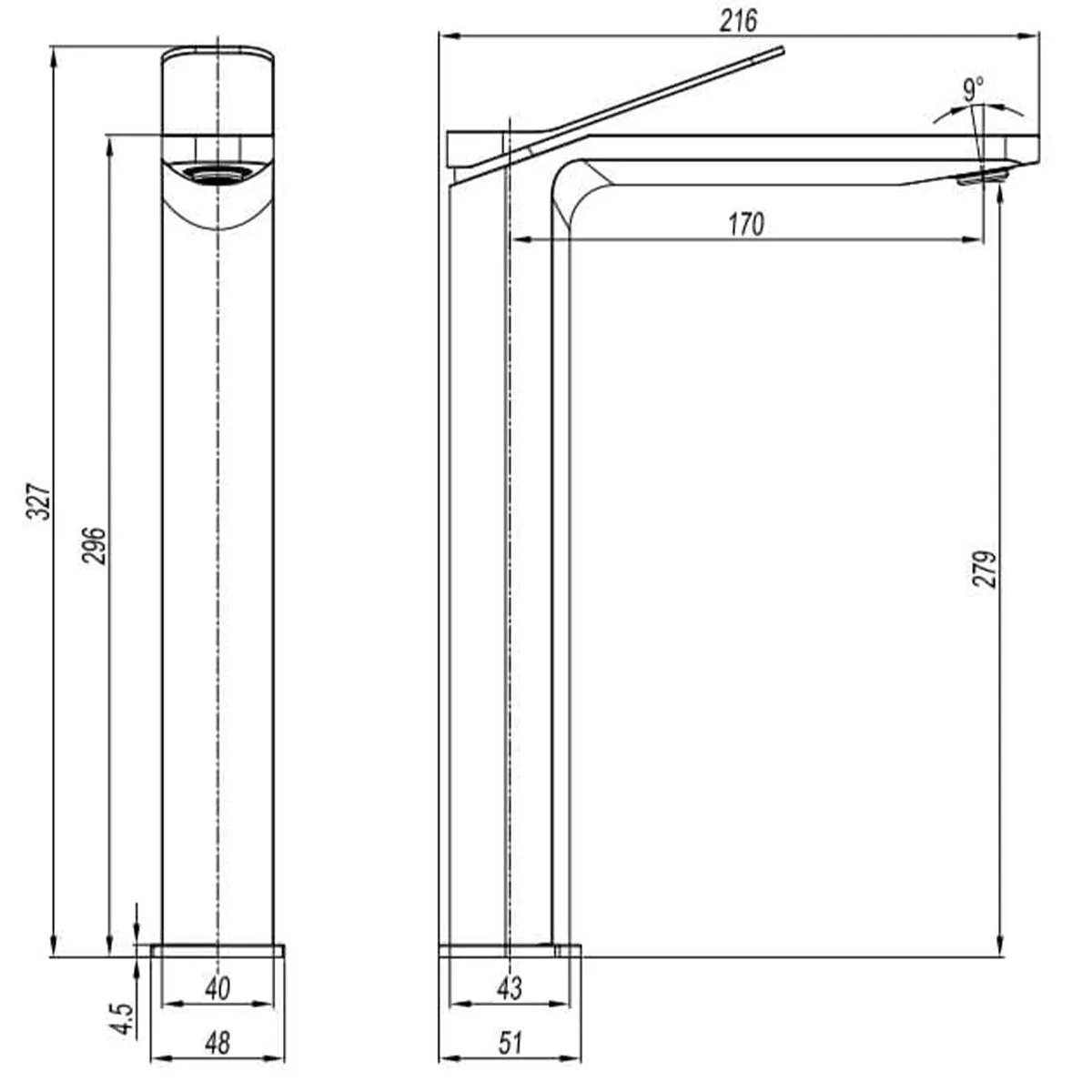 Crosswater Glide II Tall Basin Mixer Tap Monobloc