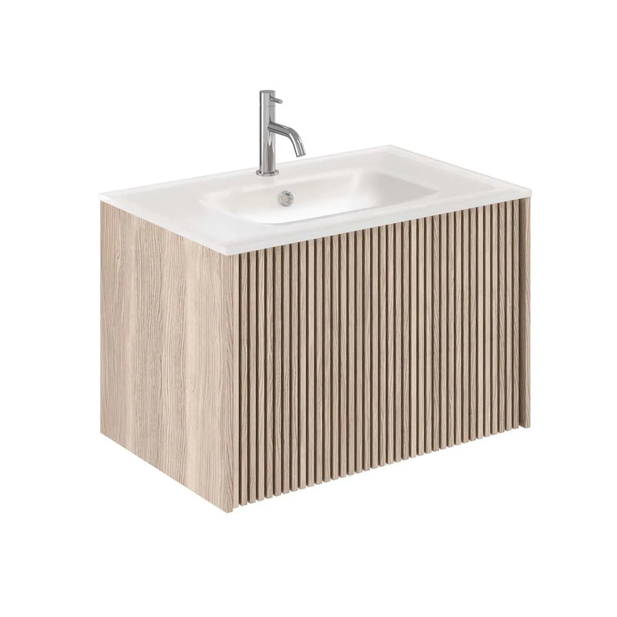 Crosswater Limit 1-Drawer Wall Hung Vanity Unit With Ice White Glass Basin