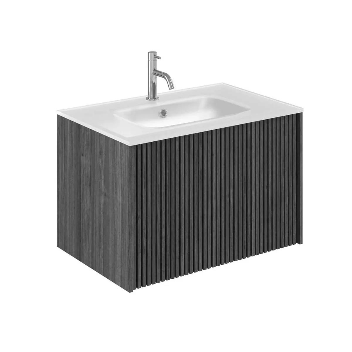 Crosswater Limit 1-Drawer Wall Hung Vanity Unit With Ice White Glass Basin