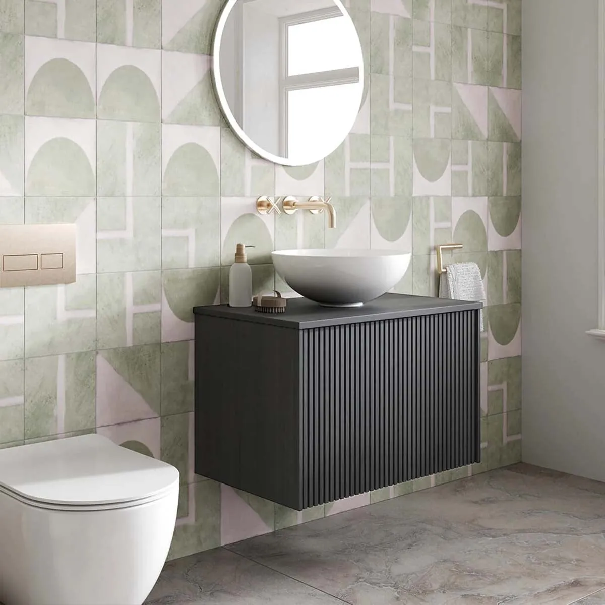 Crosswater Limit 1-Drawer Wall Hung Vanity Unit with Worktop - Steelwood
