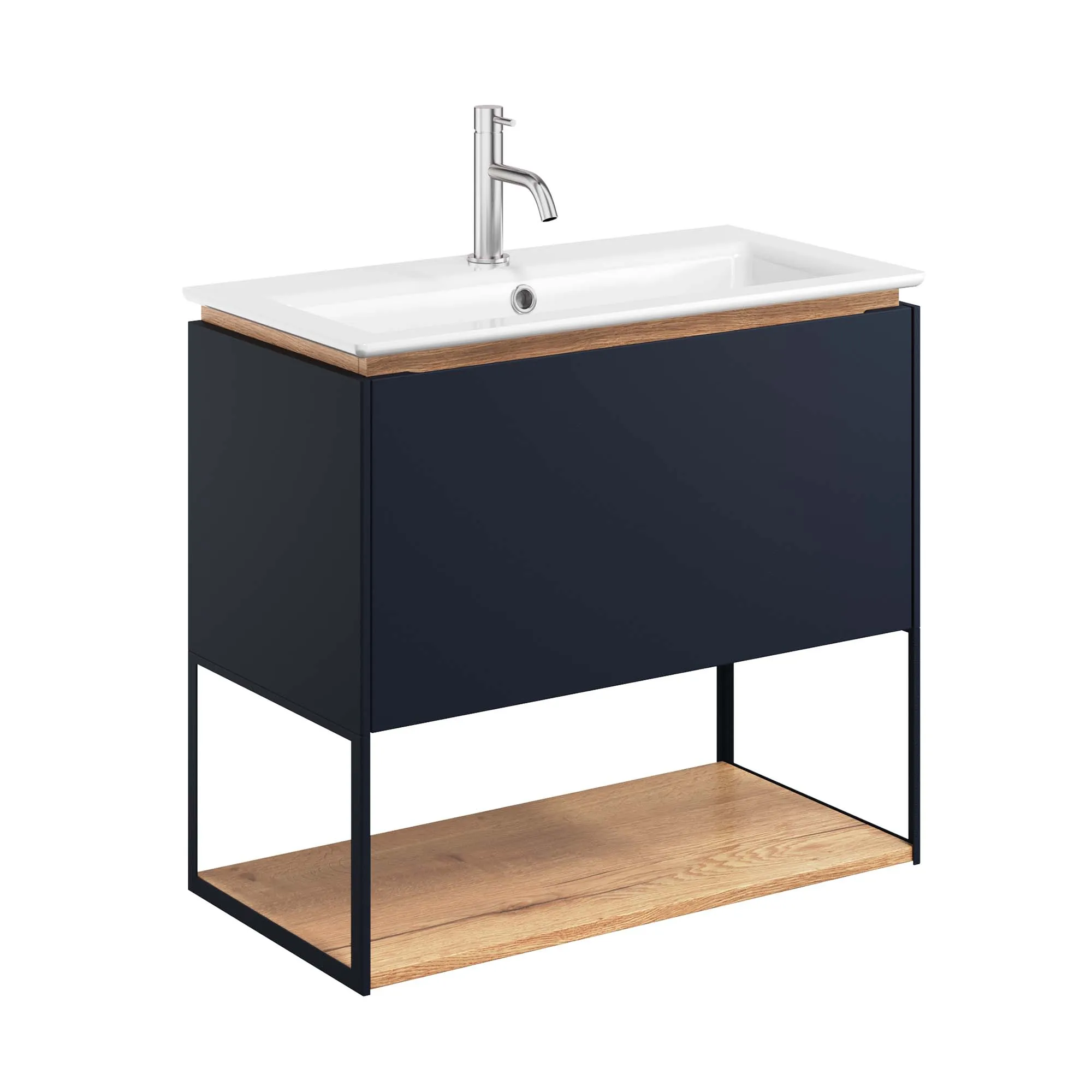 Crosswater Mada Wall Mounted Vanity Unit With Basin - Indigo Blue