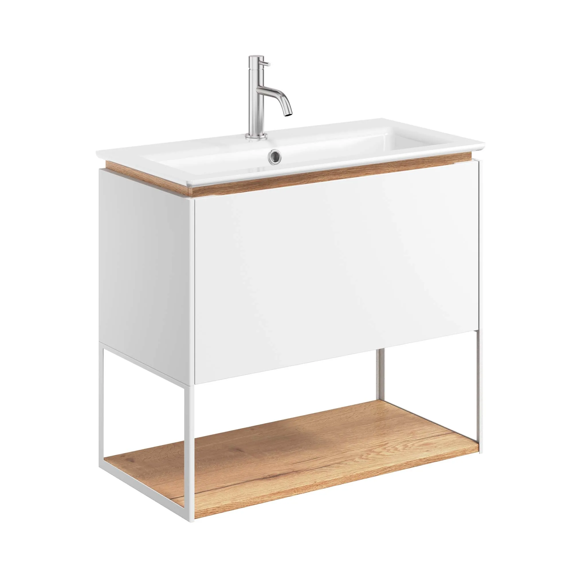 Crosswater Mada Wall Mounted Vanity Unit With Basin - Matt White