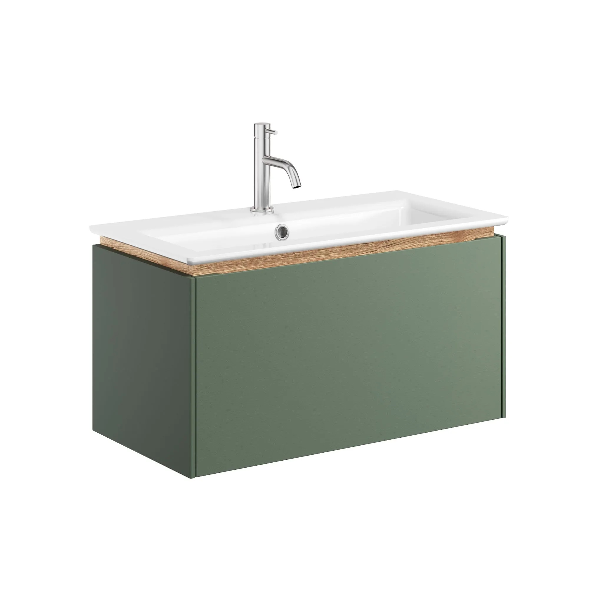 Crosswater Mada Wall Mounted Vanity Unit With Basin - Sage Green