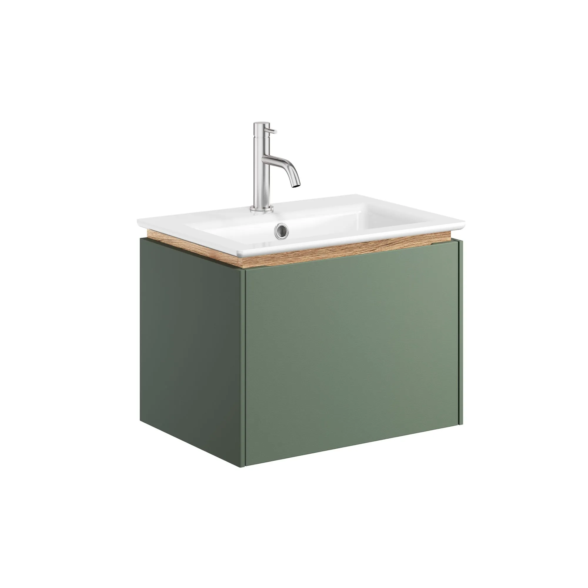 Crosswater Mada Wall Mounted Vanity Unit With Basin - Sage Green