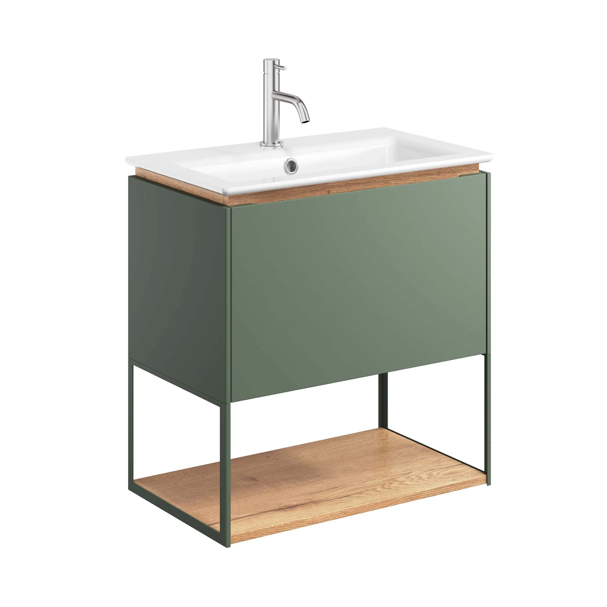 Crosswater Mada Wall Mounted Vanity Unit With Basin - Sage Green