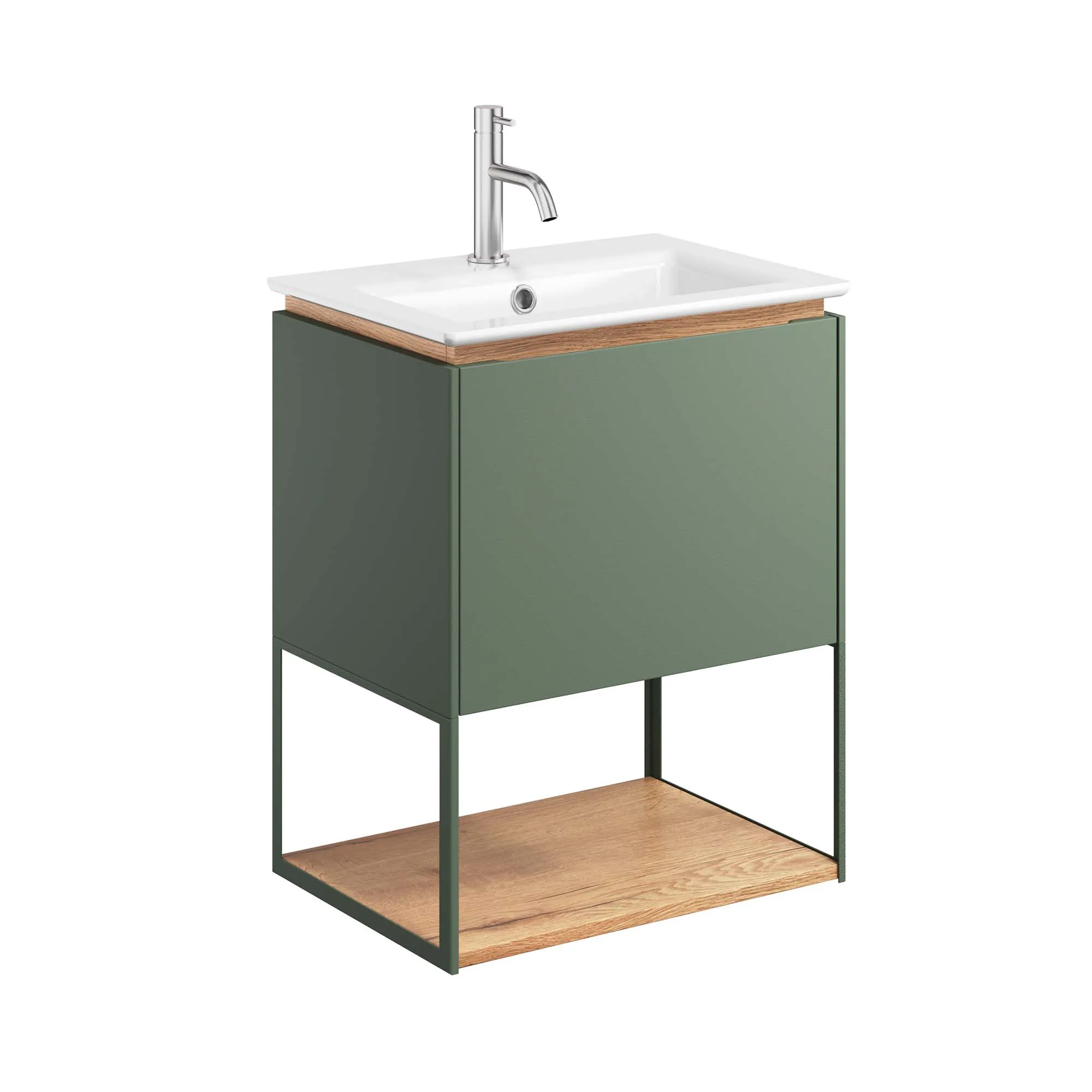 Crosswater Mada Wall Mounted Vanity Unit With Basin - Sage Green