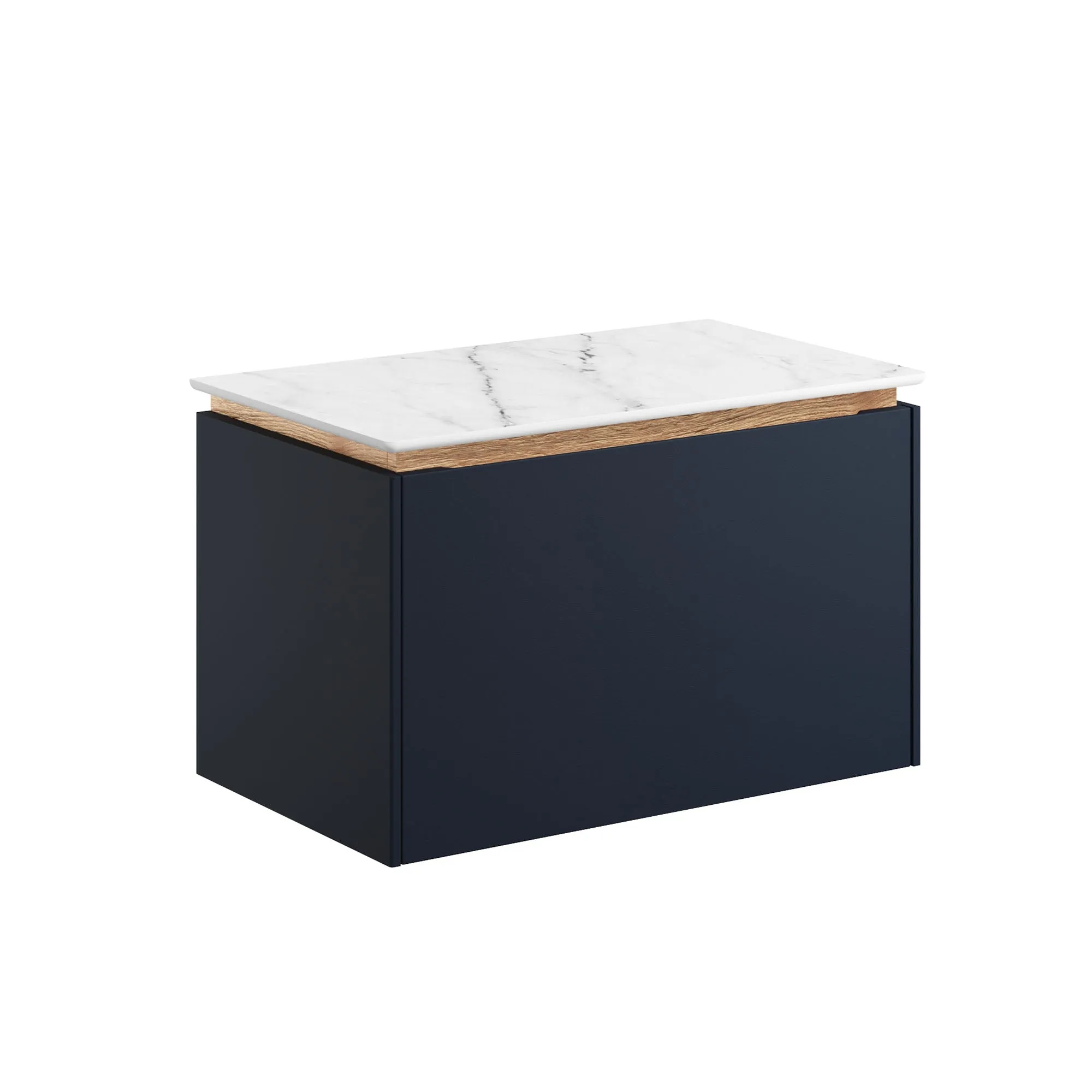 Crosswater Mada Wall Mounted Vanity Unit With Carrara Worktop - Indigo Blue
