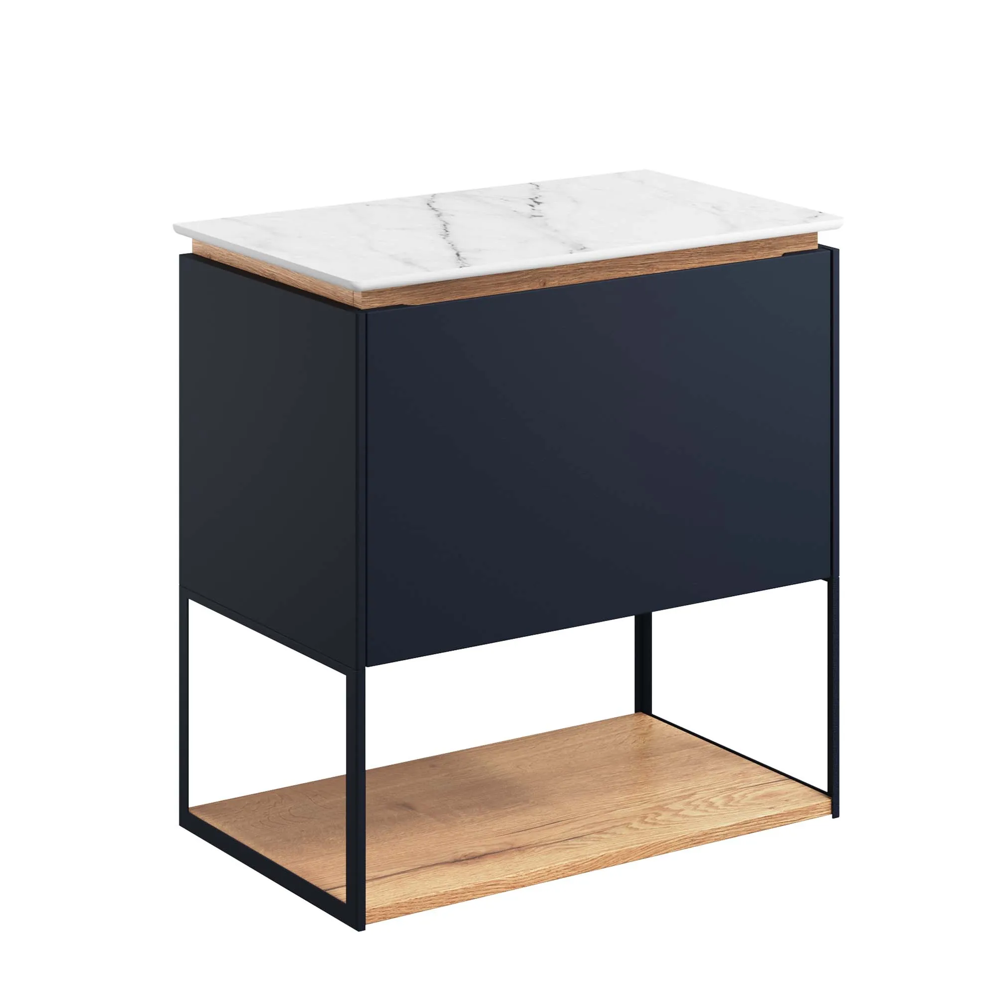 Crosswater Mada Wall Mounted Vanity Unit With Carrara Worktop - Indigo Blue