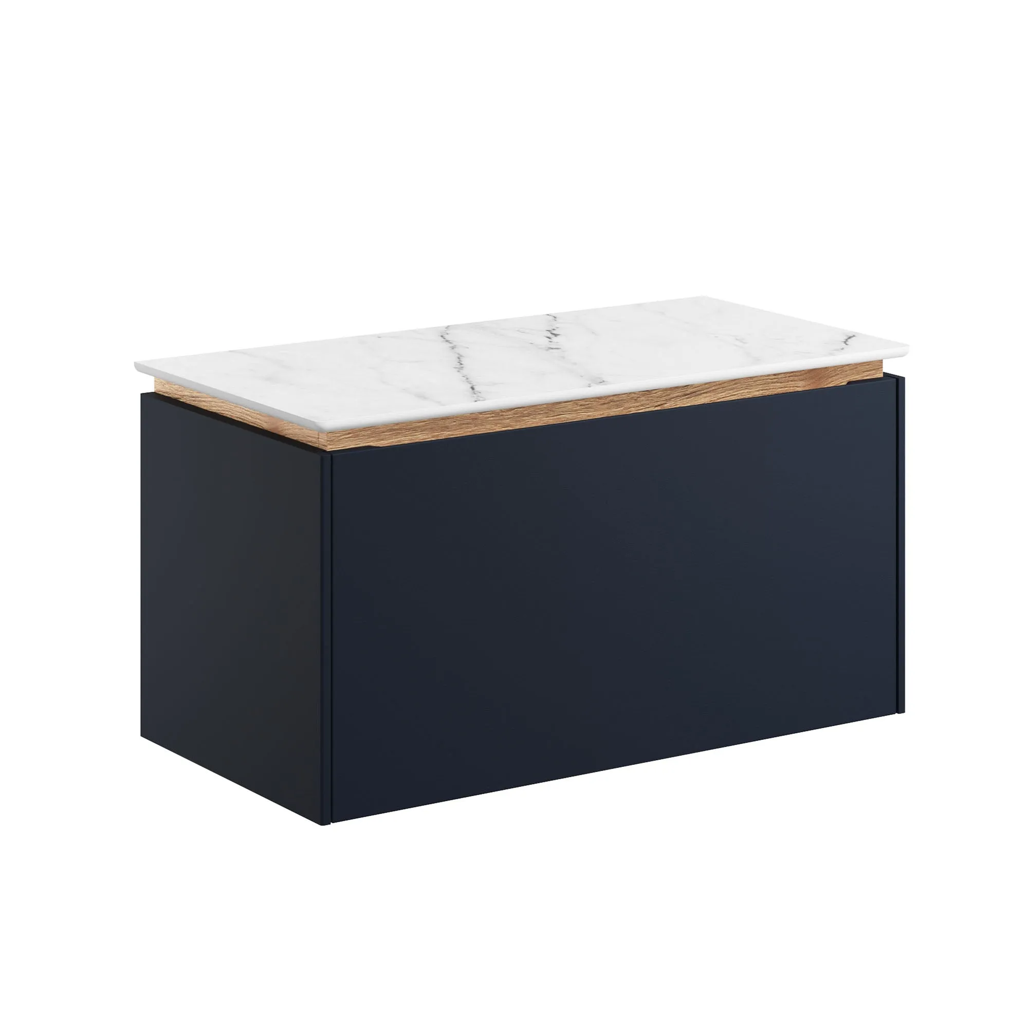 Crosswater Mada Wall Mounted Vanity Unit With Carrara Worktop - Indigo Blue