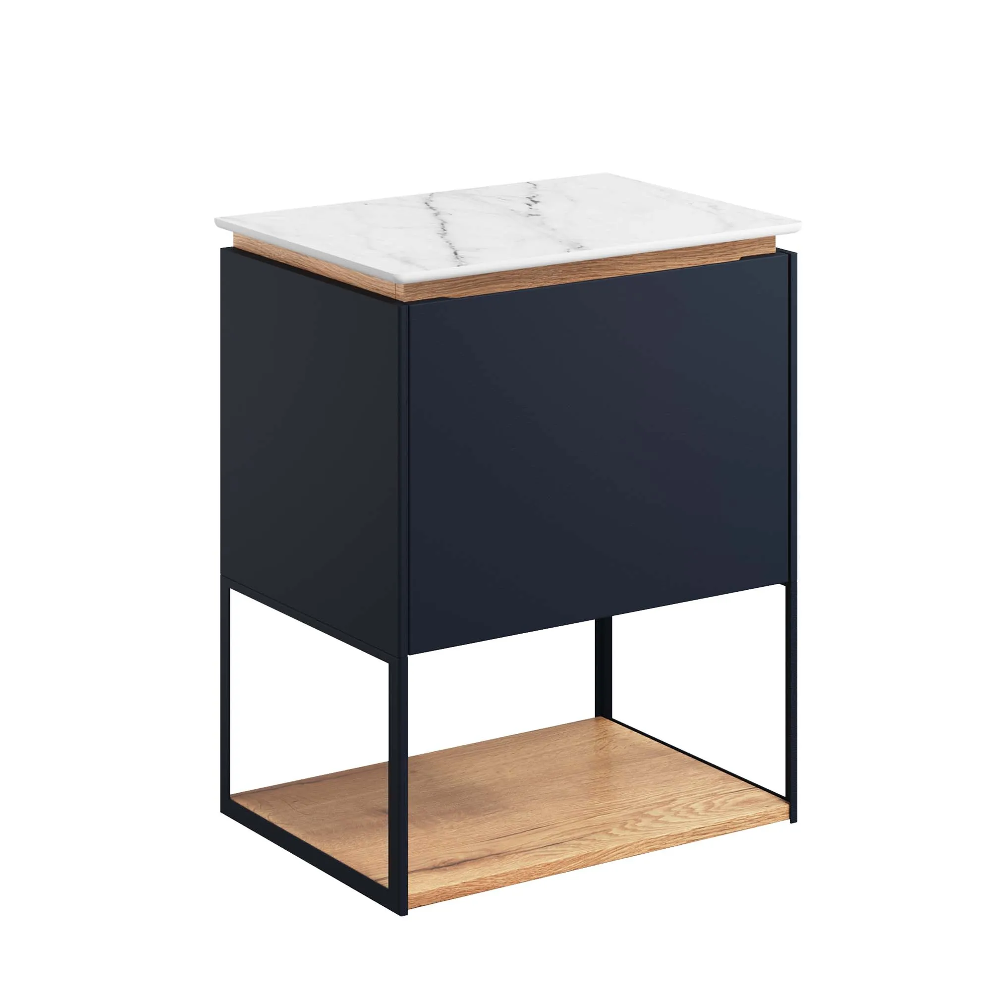 Crosswater Mada Wall Mounted Vanity Unit With Carrara Worktop - Indigo Blue