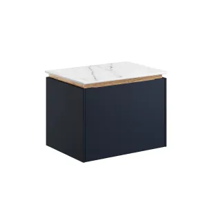 Crosswater Mada Wall Mounted Vanity Unit With Carrara Worktop - Indigo Blue