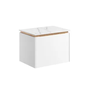 Crosswater Mada Wall Mounted Vanity Unit With Carrara Worktop - Matt White