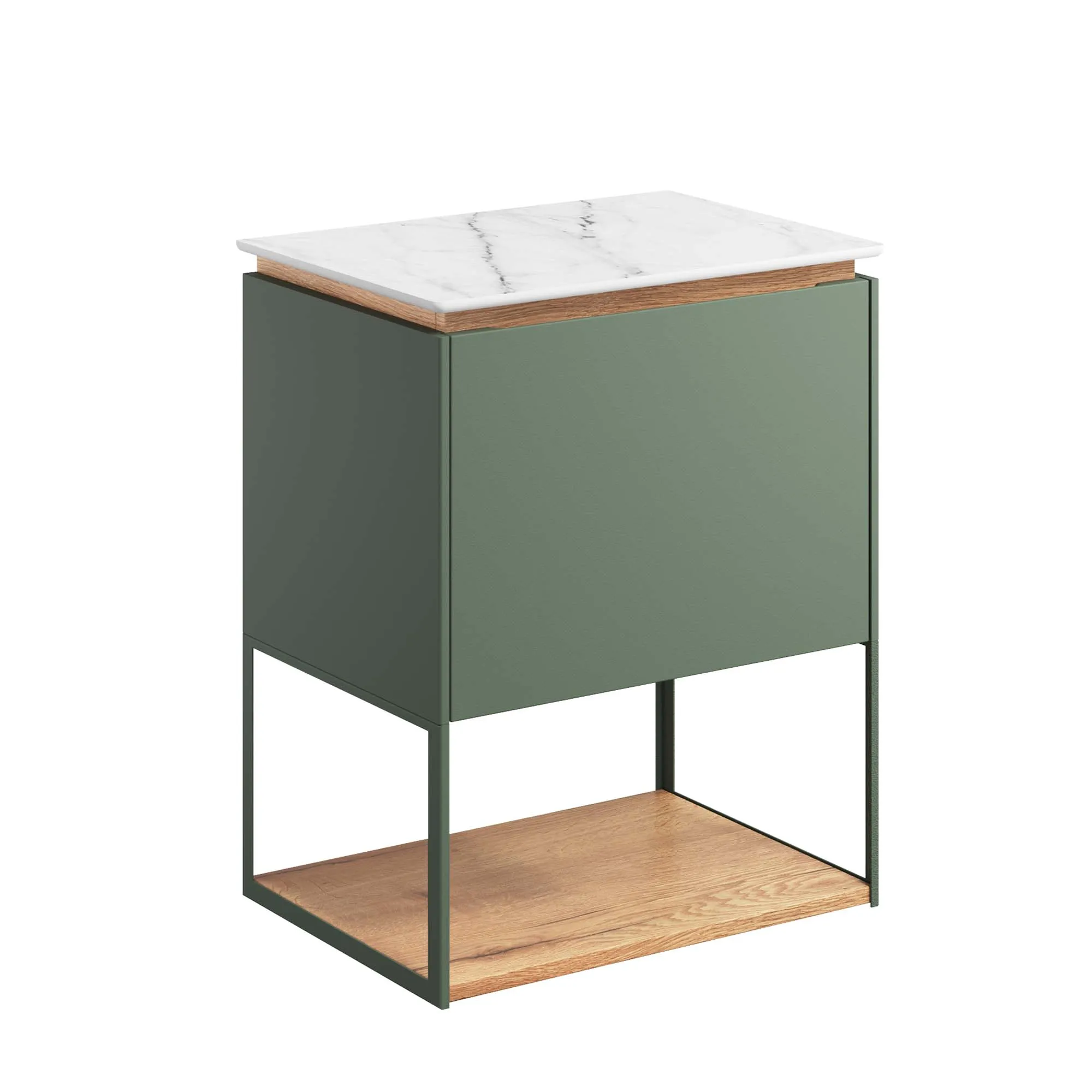 Crosswater Mada Wall Mounted Vanity Unit With Carrara Worktop - Sage Green