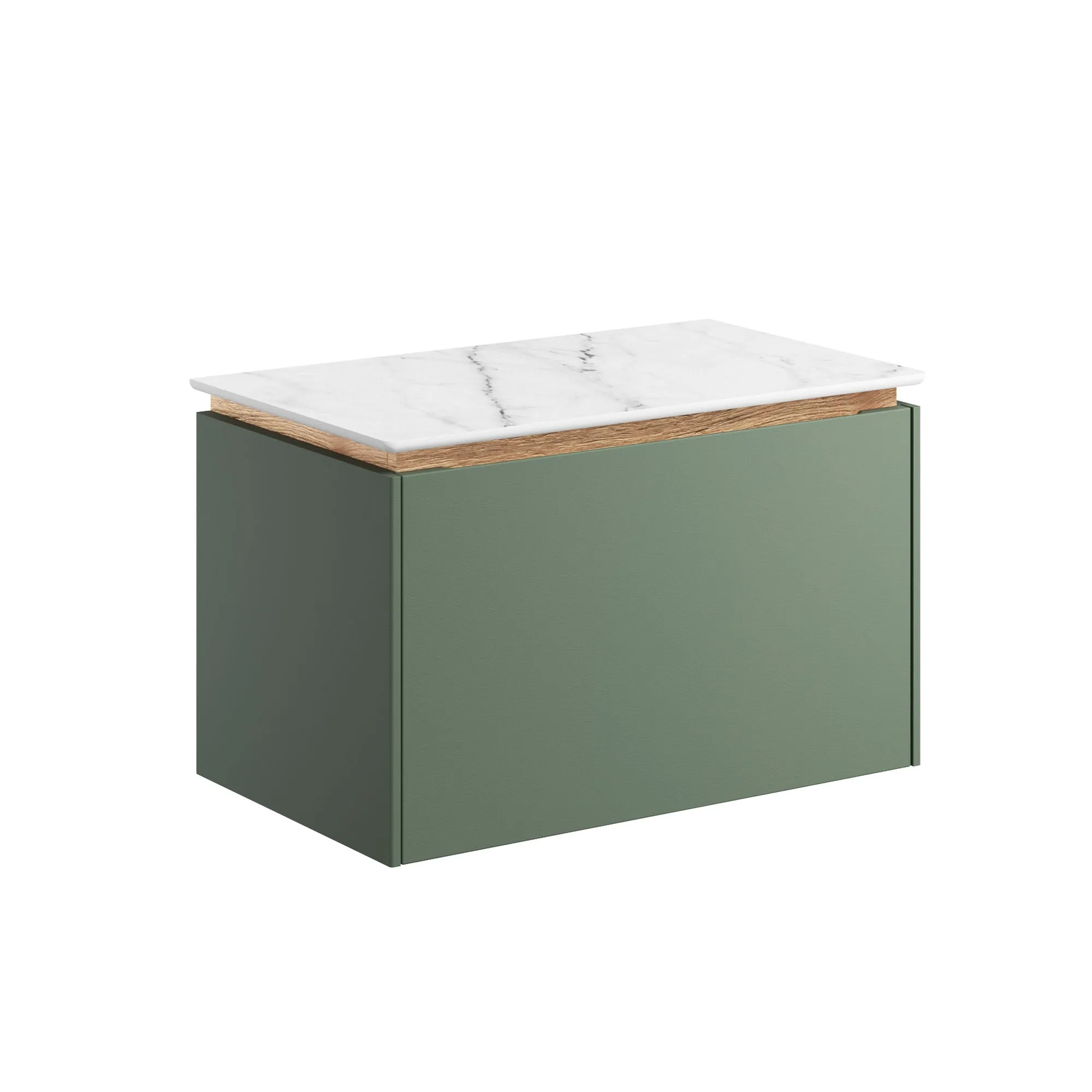 Crosswater Mada Wall Mounted Vanity Unit With Carrara Worktop - Sage Green