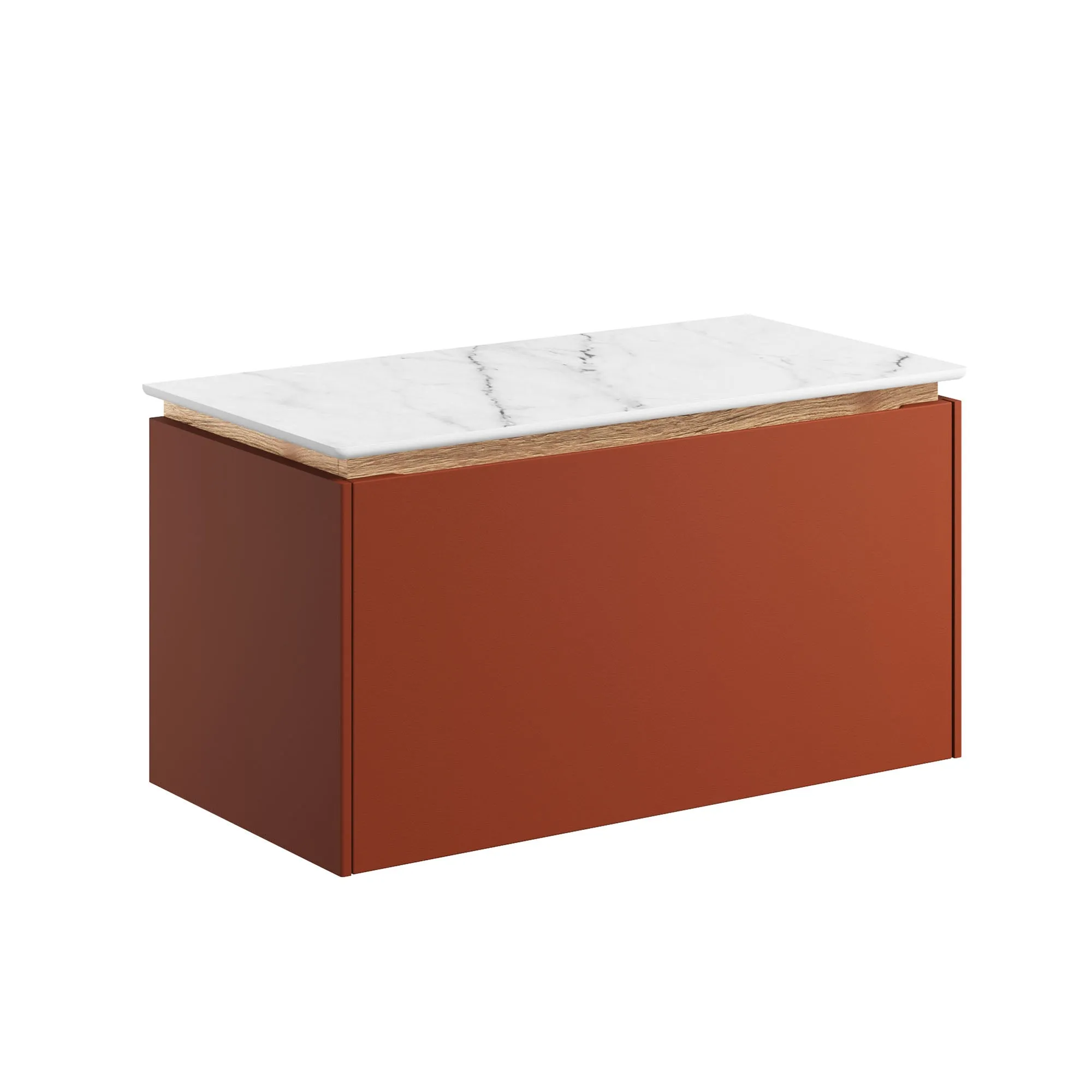 Crosswater Mada Wall Mounted Vanity Unit With Carrara Worktop - Soft Clay