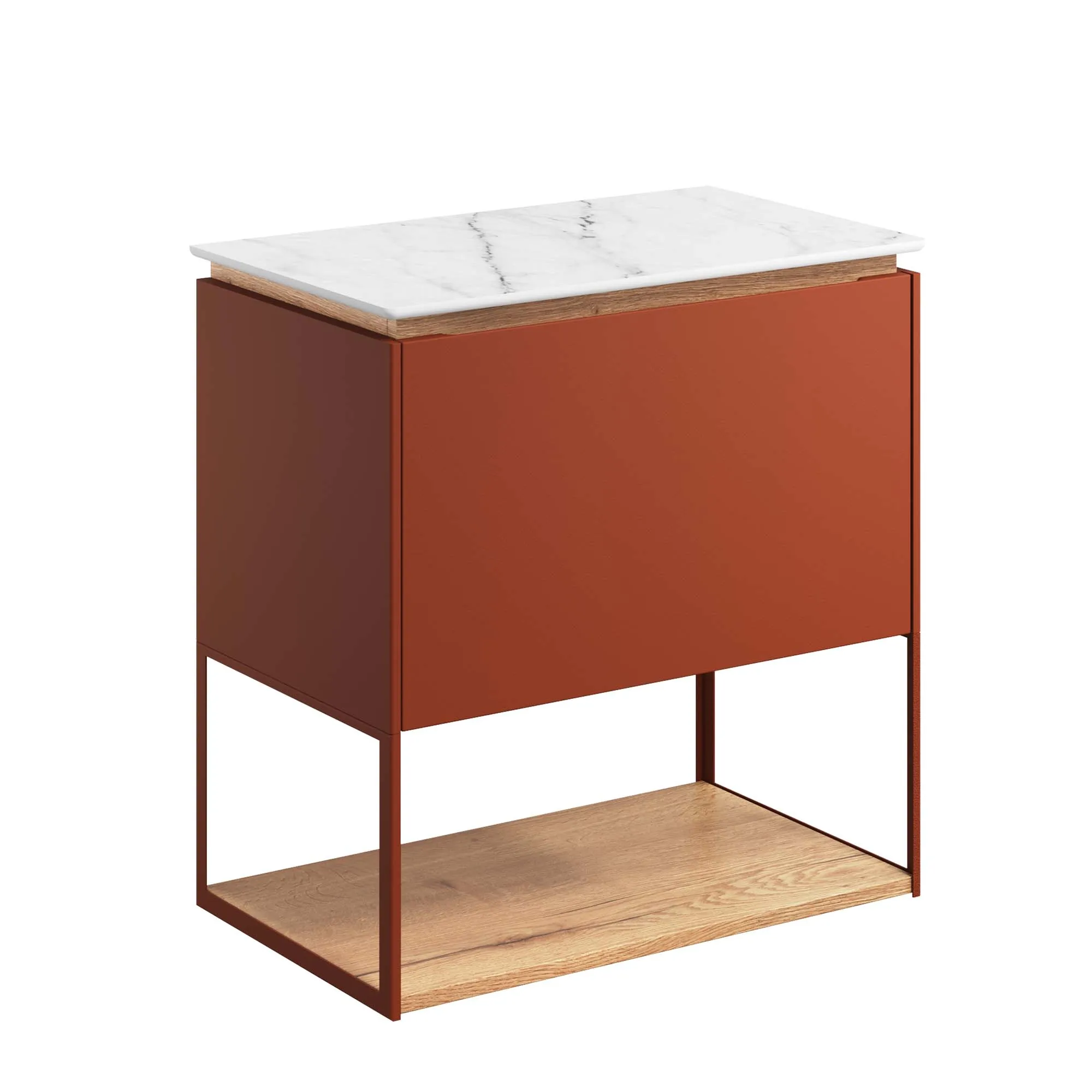 Crosswater Mada Wall Mounted Vanity Unit With Carrara Worktop - Soft Clay