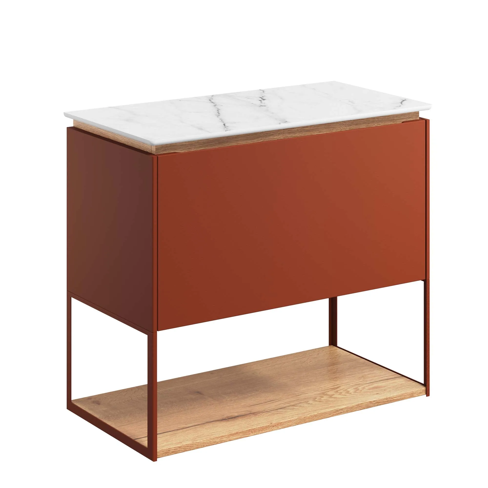 Crosswater Mada Wall Mounted Vanity Unit With Carrara Worktop - Soft Clay