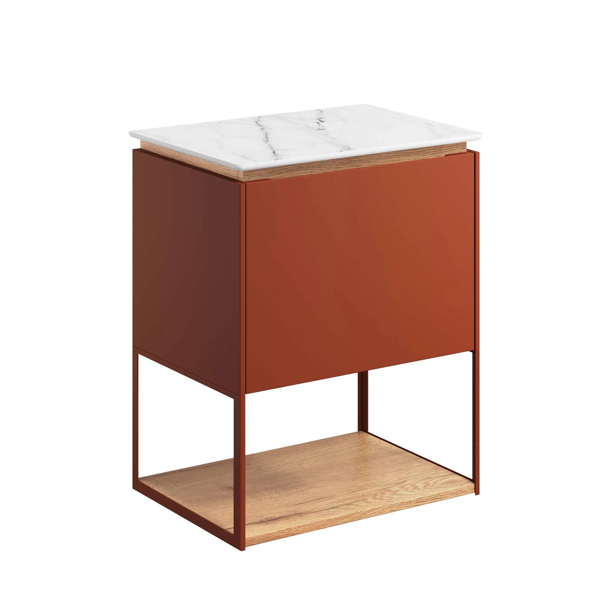 Crosswater Mada Wall Mounted Vanity Unit With Carrara Worktop - Soft Clay