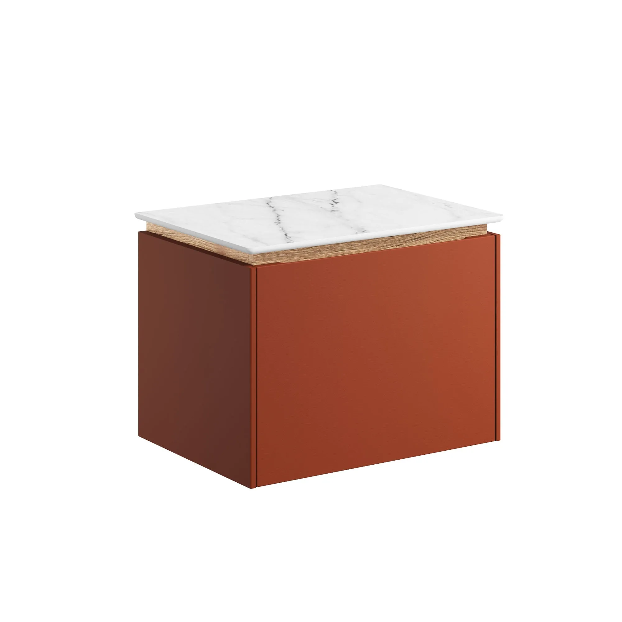 Crosswater Mada Wall Mounted Vanity Unit With Carrara Worktop - Soft Clay