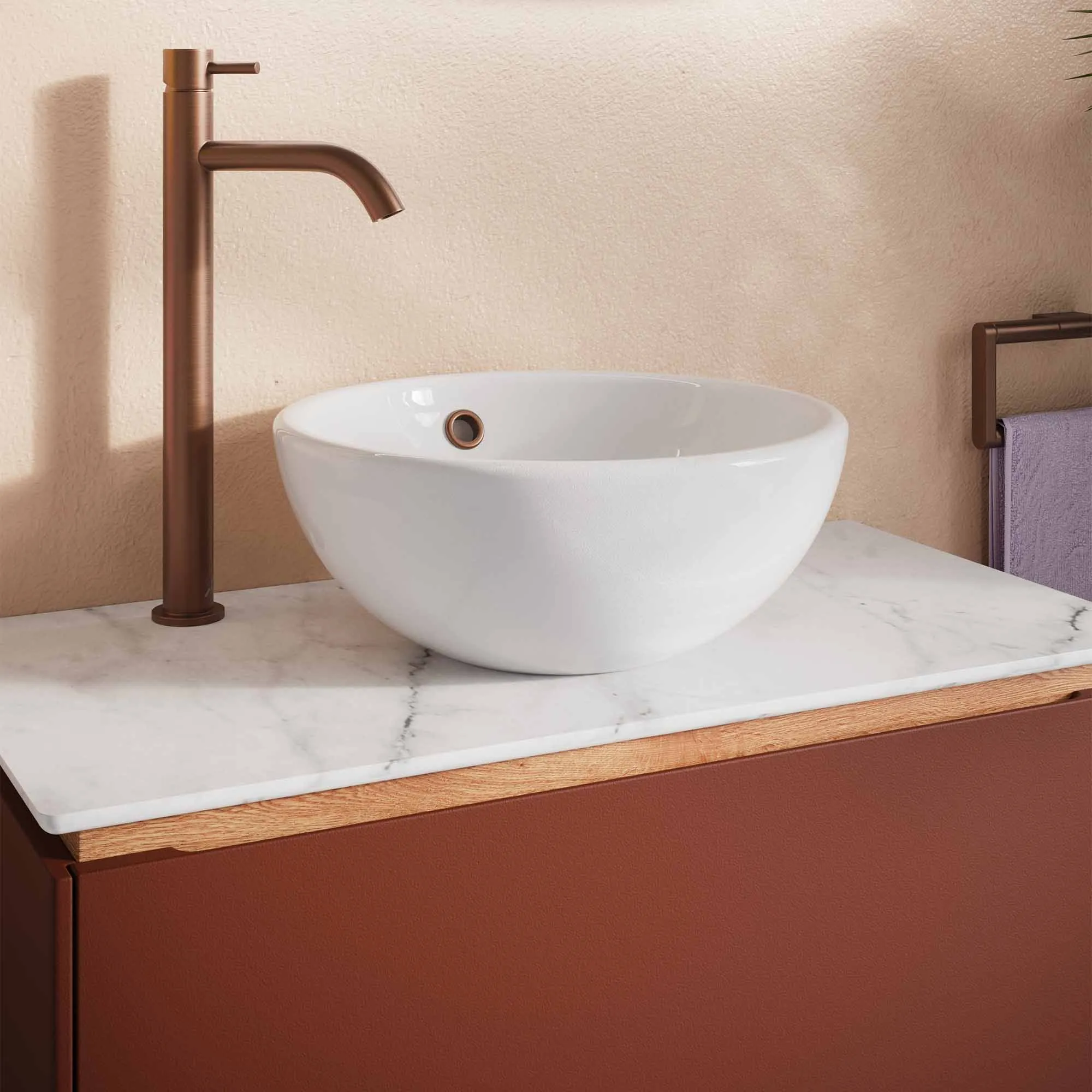 Crosswater Mada Wall Mounted Vanity Unit With Carrara Worktop - Soft Clay