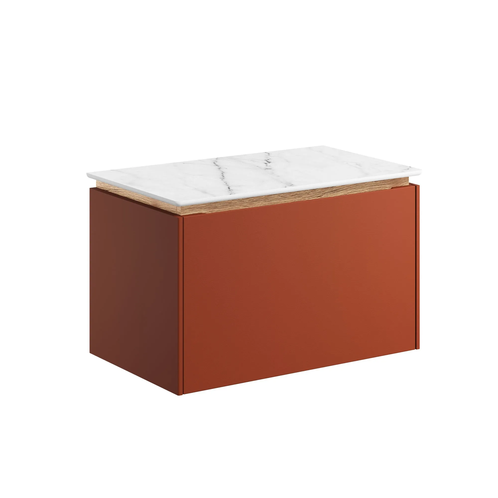 Crosswater Mada Wall Mounted Vanity Unit With Carrara Worktop - Soft Clay