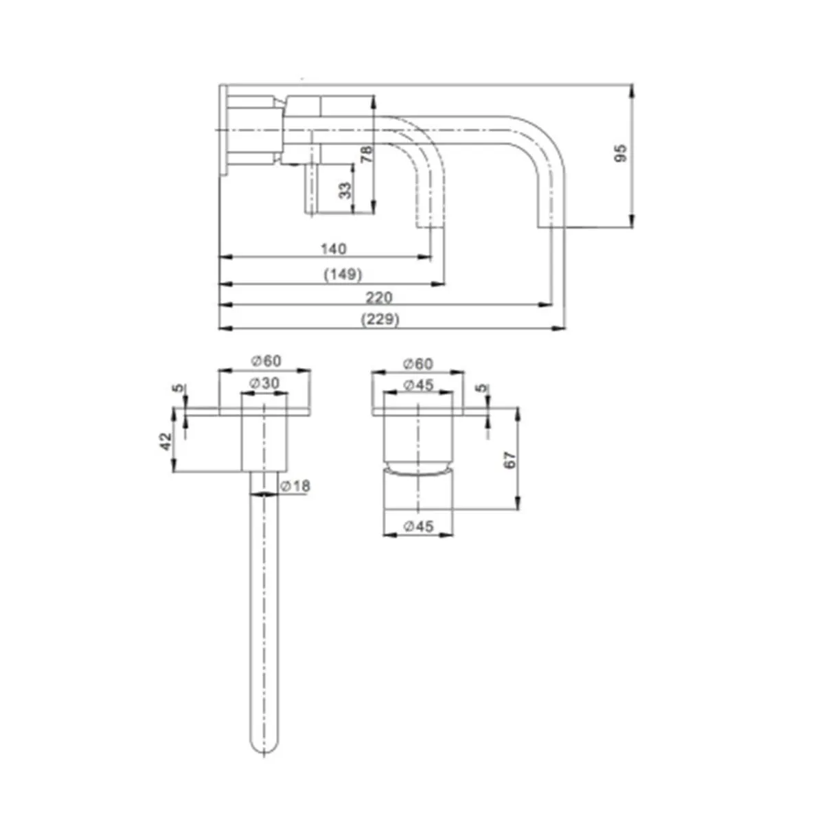 Crosswater MPRO 2 Hole Wall Mounted Basin Mixer Tap