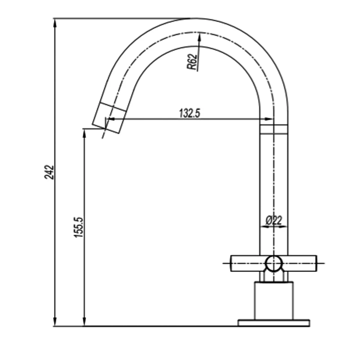 Crosswater MPRO Crosshead Highneck 3 Hole Basin Mixer Tap