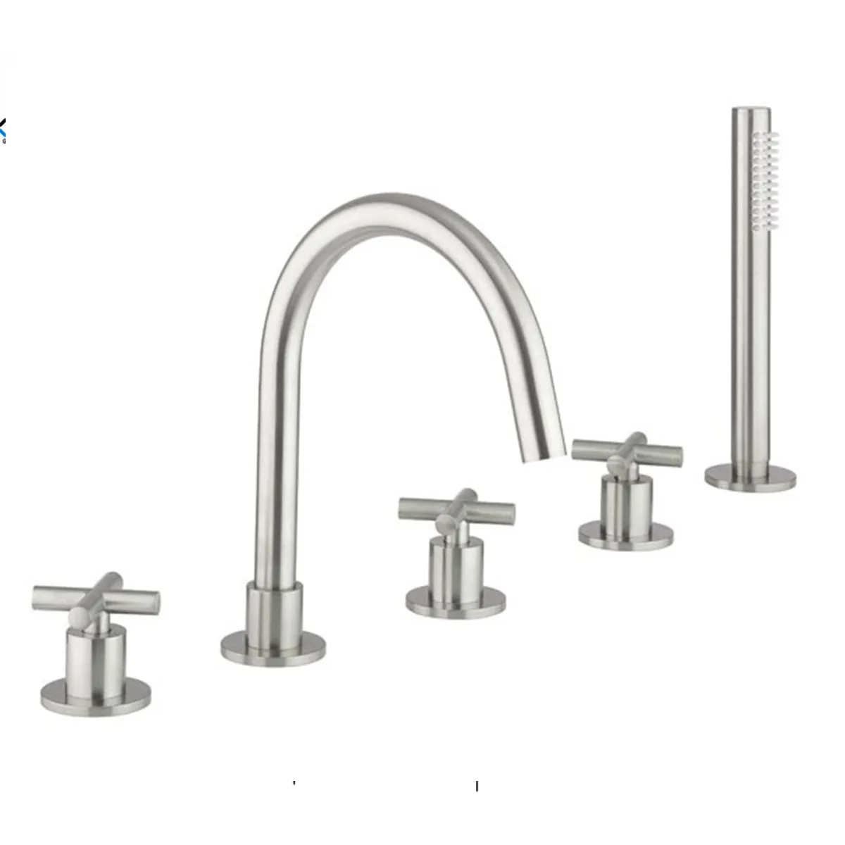 Crosswater MPRO Crosshead Highneck 5 Tap Hole Deck Mounted Bath Mixer with Shower Handset