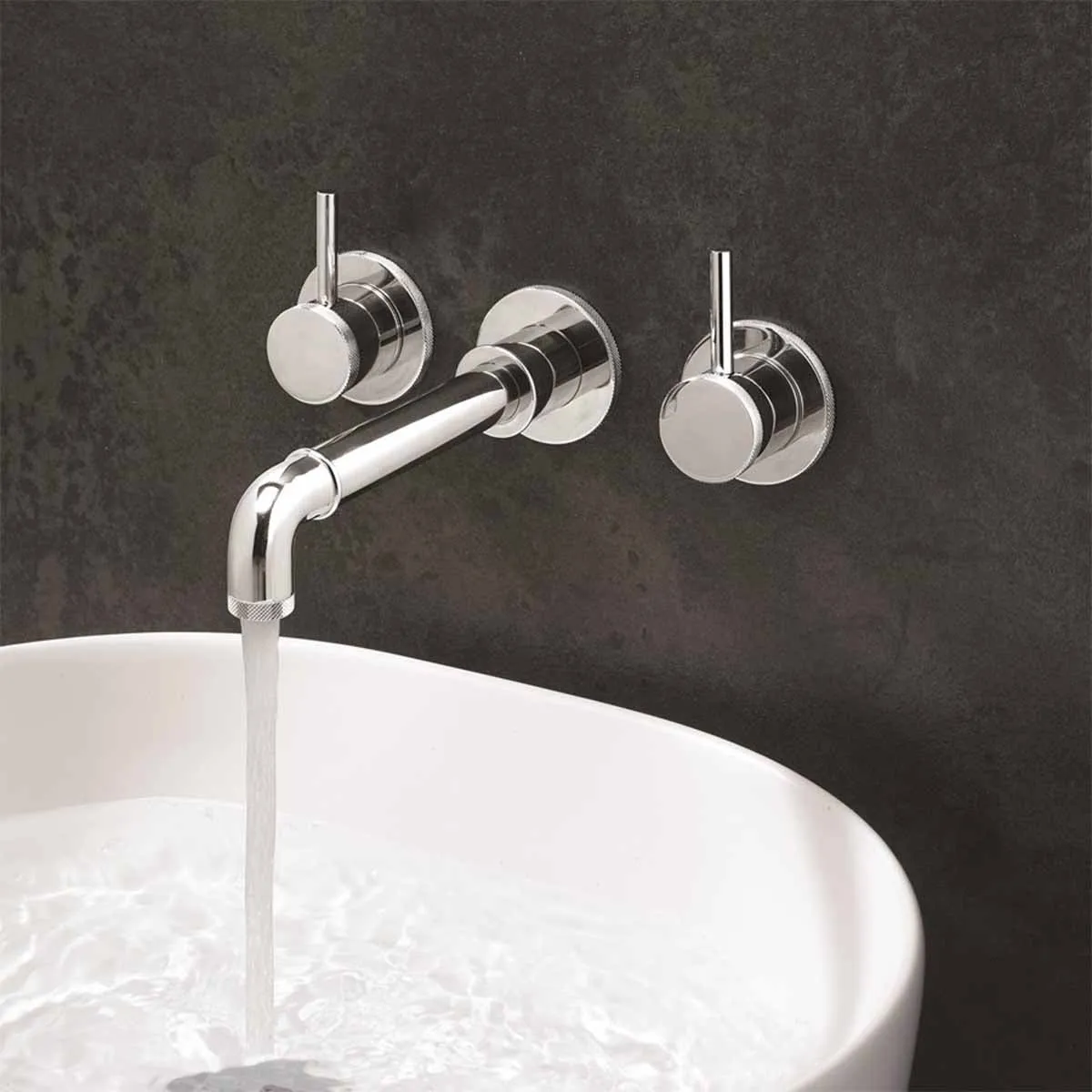 Crosswater MPRO Industrial 3 Hole Wall Mounted Basin Mixer Tap