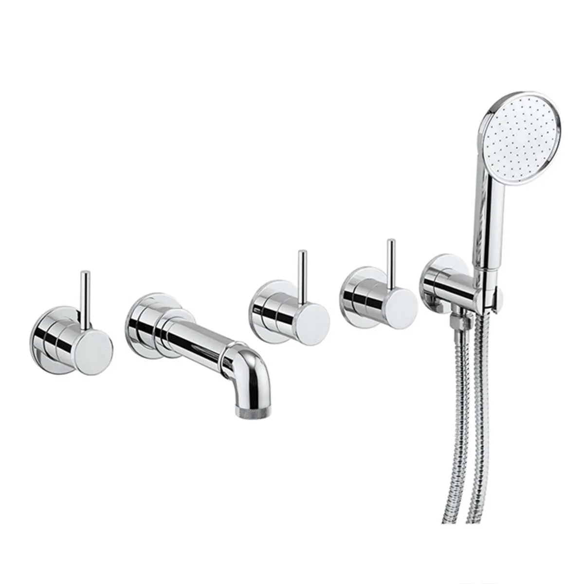 Crosswater MPRO Industrial 5 Tap Hole Wall Mounted Bath Mixer with Shower Handset