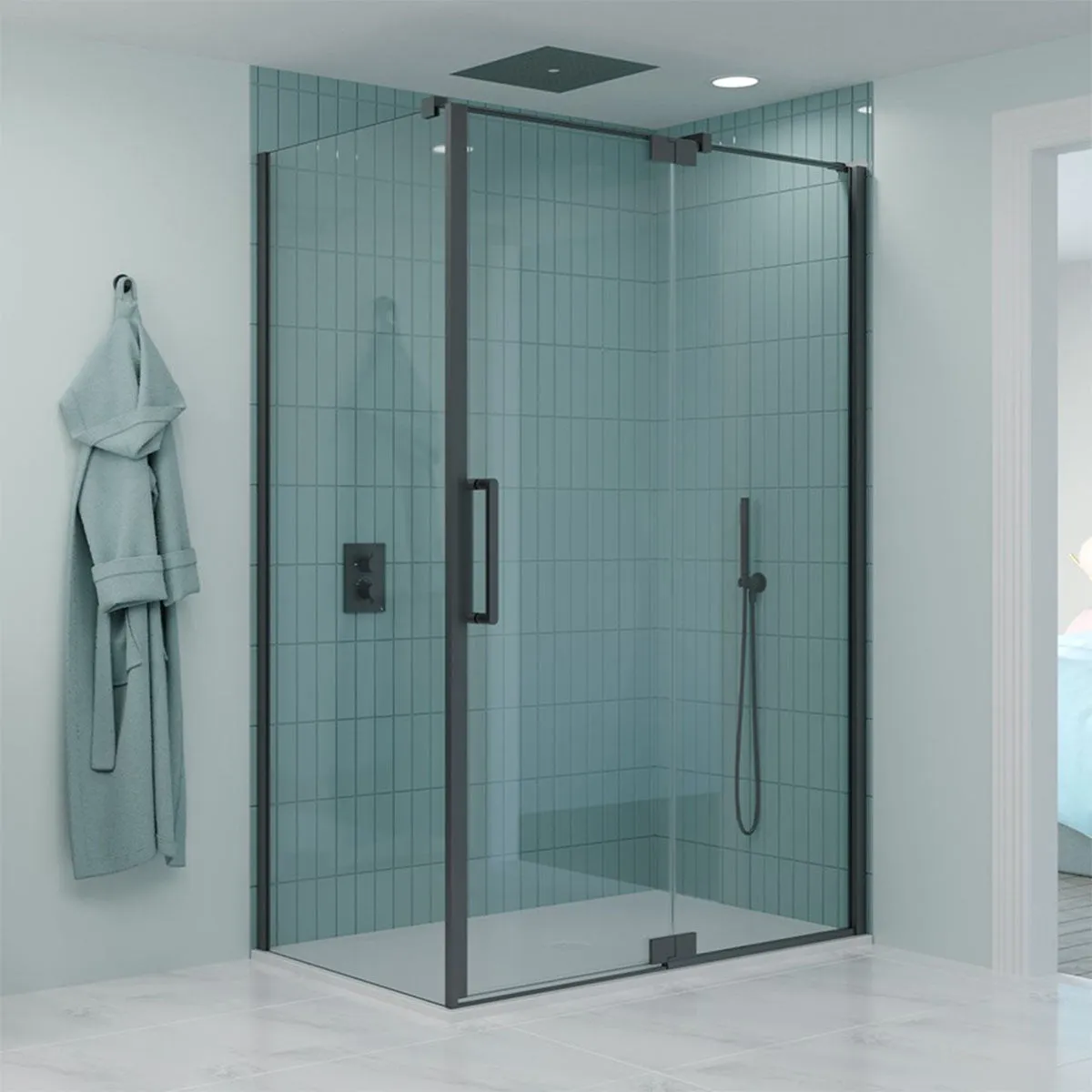 Crosswater OPTIX 10 Pivot Shower Door With Inline Panel & Optional Side Panel
